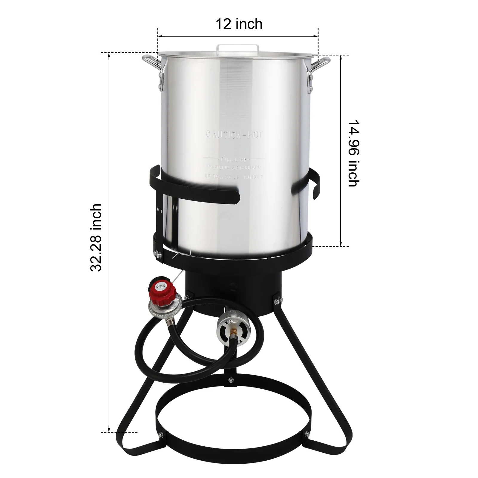 Qiushi 30QT Turkey Fryer Kit with 10QT Fish Pot, 54,000 BTU Outdoor Propane Gas Fryer Cooker, Includes Aluminum Pots, Basket, Poultry Rack, Thermometer for Frying, Boiling, and Seafood Cooking