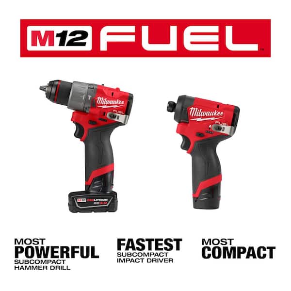 M12 FUEL 12V Lithium-Ion Brushless Cordless Hammer Drill/Impact Driver Combo Kit 2-Tool w/High Output 5.0Ah Battery