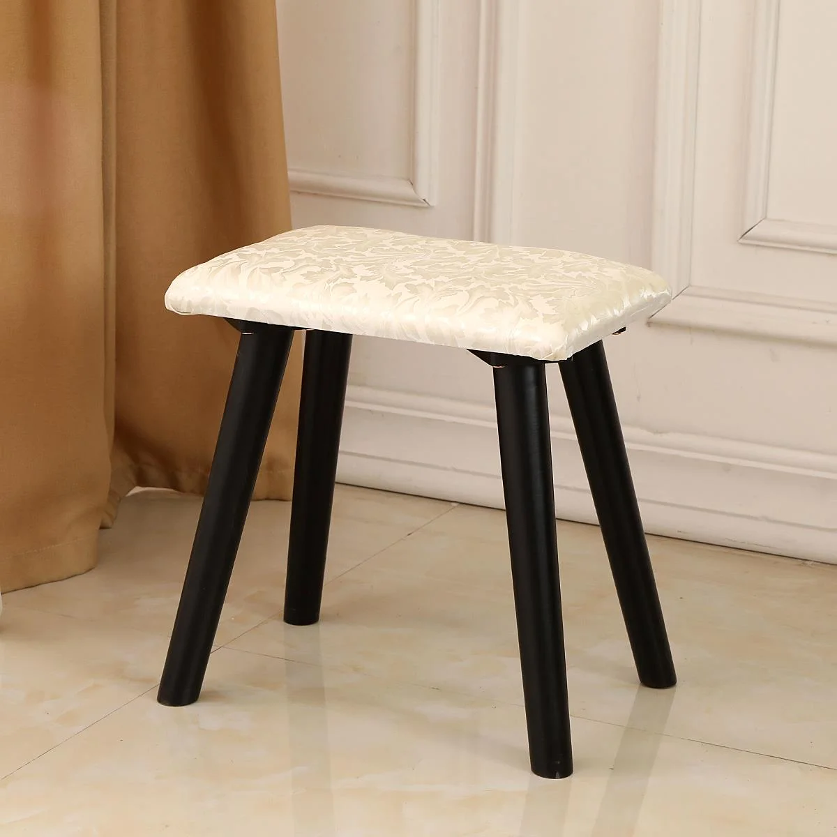 Ktaxon Vanity Set with Round Lighted Mirror, Makeup Dressing Table with 8 Light Bulbs & Cushioned Stool Set,Bedroom Vanities Set Black