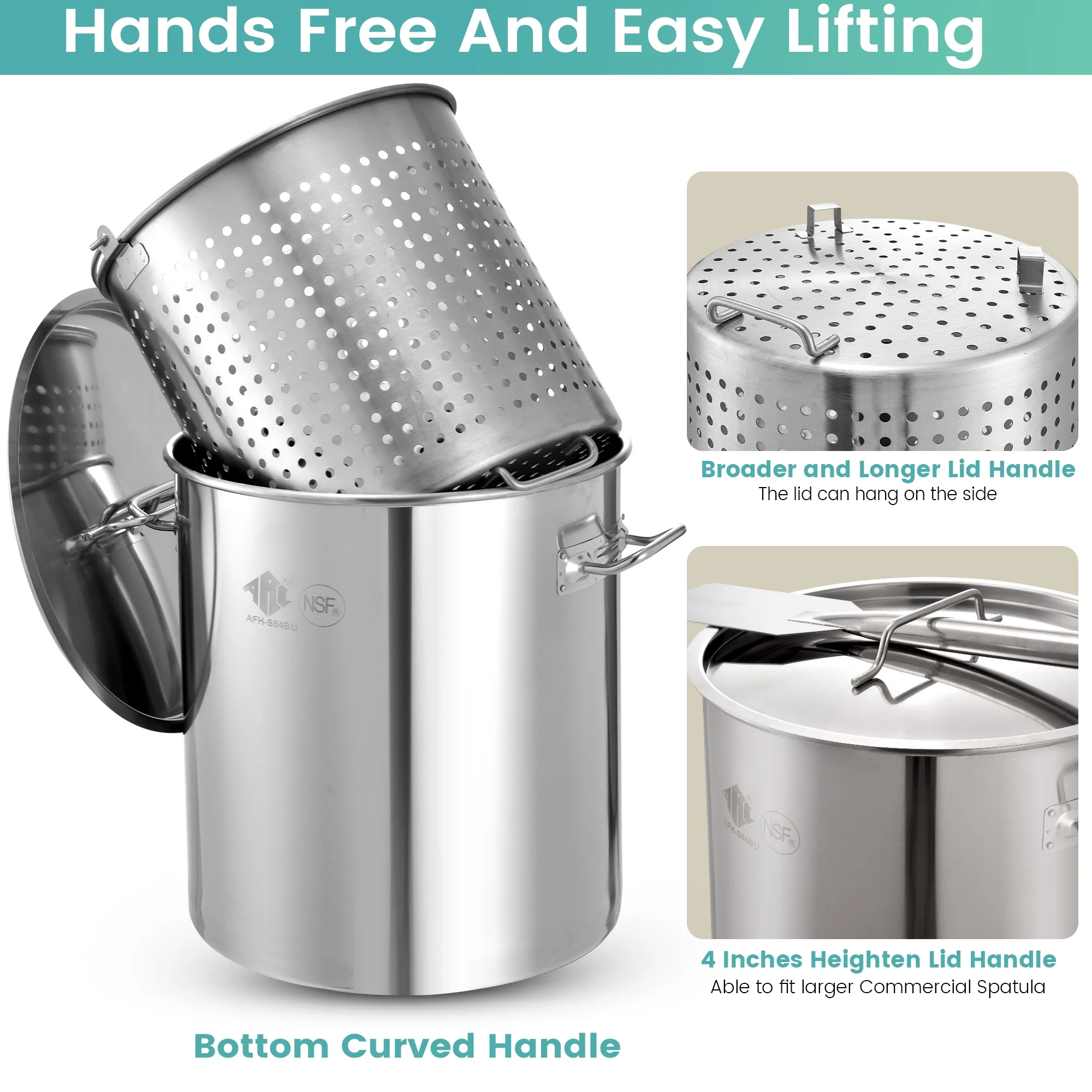 84QT Stainless Steel Seafood Boil Pot with 200,000BTU Propane Burner, w/Basket for Outdoor Deep Fryer, Large Cooking Pot for Turkey Fryer, Crab, Crawfish, Shrimp, Lobster Boiling Stock Pot