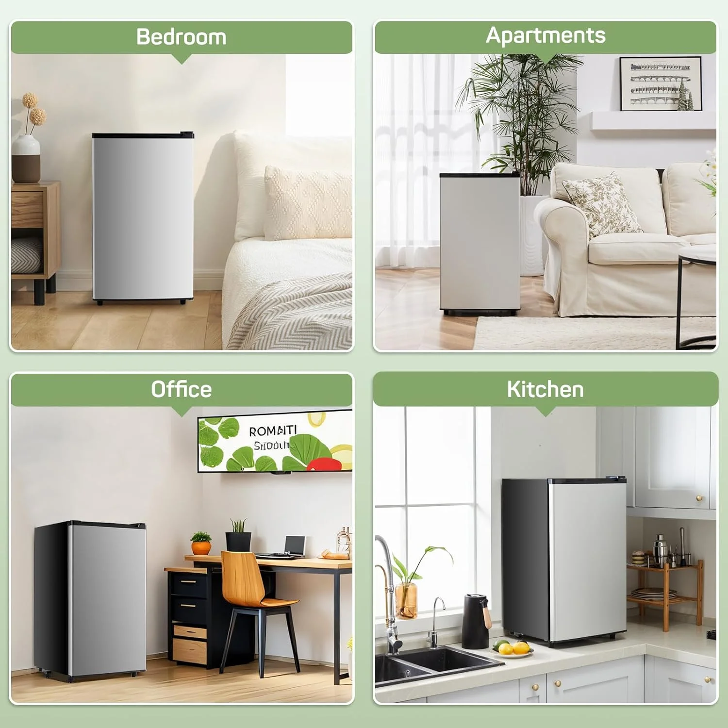 Mini Fridge 3.2 Cu. ft Single Door, 5 Star Energy Efficient, Low Noise, 5 Adjustable Thermostat & Removable Glass Shelves, Silver