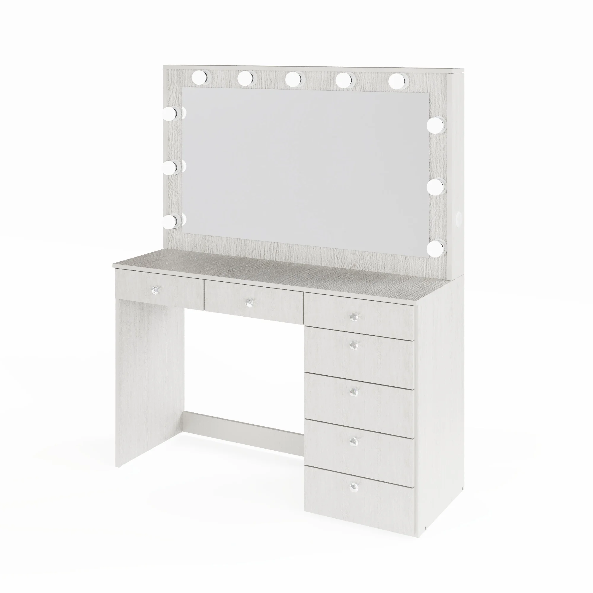 Boahaus GRWM Diana White Makeup Vanity with 7 Drawers, Mirror, Lights & Charging Station