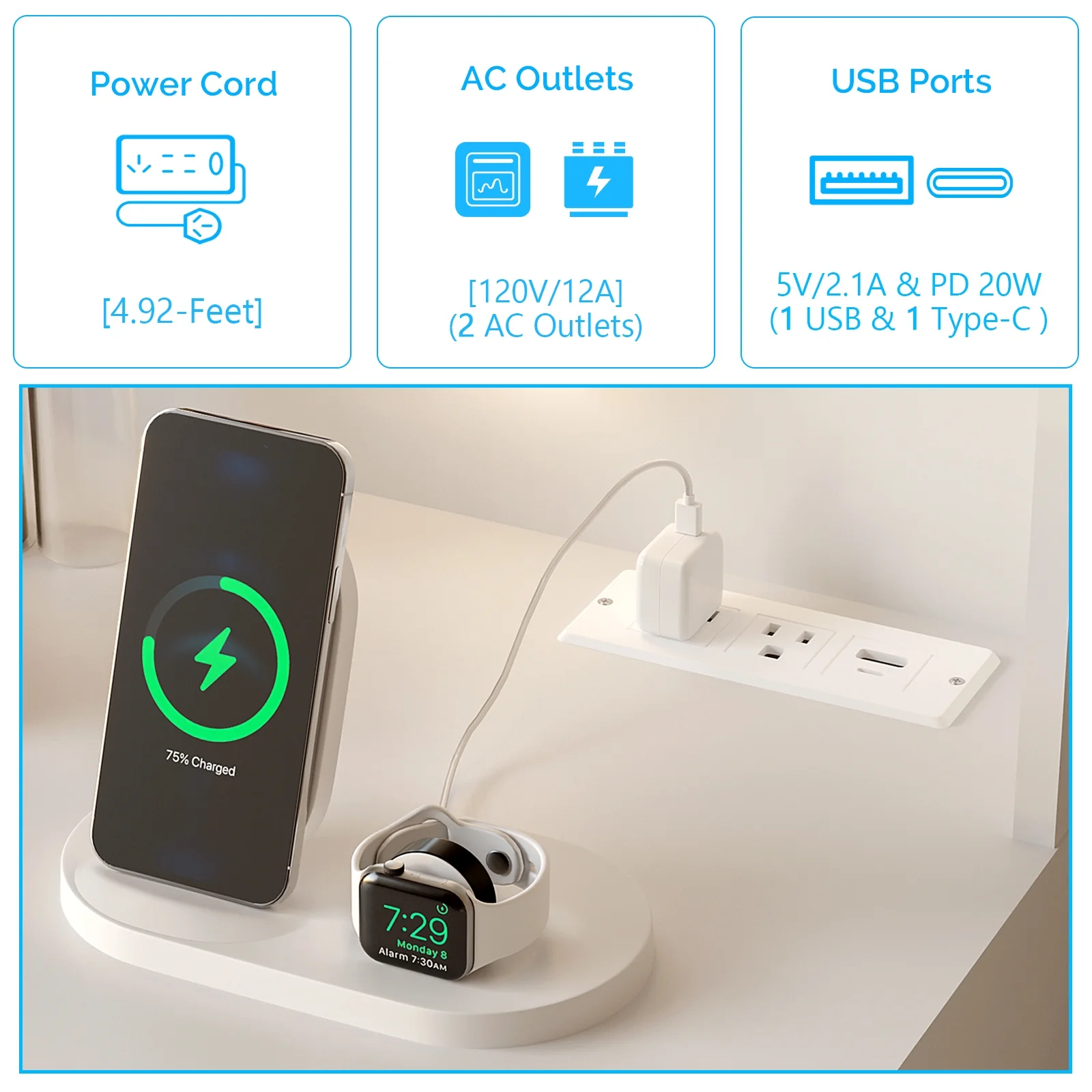 Ktaxon Lighted Makeup Vanity, White Vanity Table Set with 2 Drawer and Charging Station, Femal Gift