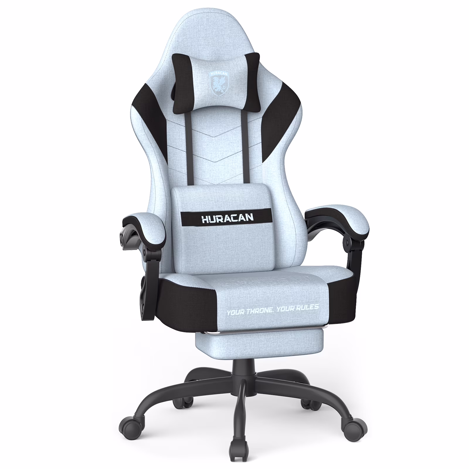 SOONTRANS Gaming Chair for Adults, Ergonomic Linen Fabric Computer Chair with Massage Lumbar Pillow, Gamer Game Chair with Adjustable Headrest, Comfortable Office Chair for Home, White