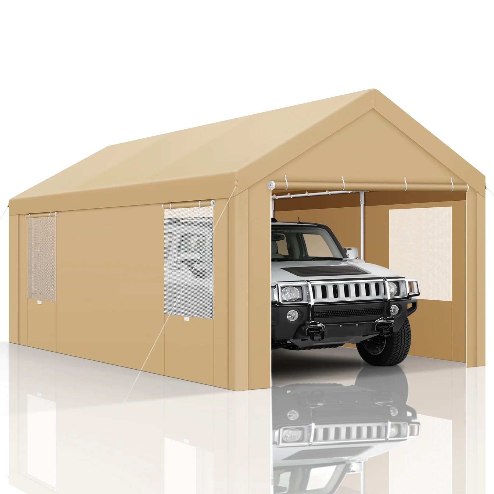 HOTEEL Carport 10'x20' Large Heavy Duty Car Canopy with Steel Frame, Portable Garage Wedding Tent Big Tents Carports Shelter, All-Season Tarp for Outdoor Party Birthday, White