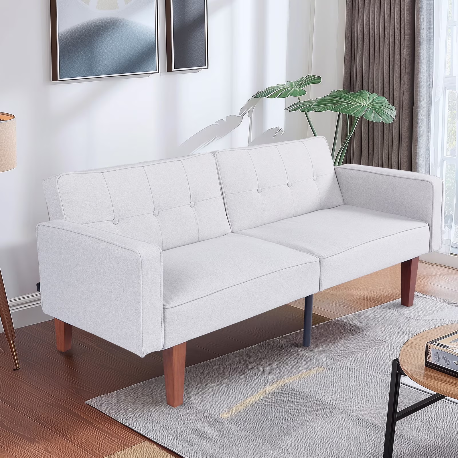 Sofa Bed, Convertible Memory Foam Futon Couch, Adjustable Sleeper Sofa Bed for Living Room, Gray