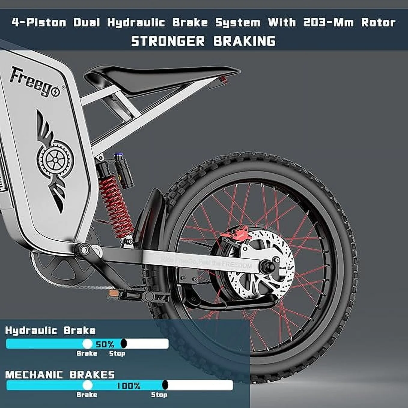 Freego X2PRO Electric Dirt Bike for Adults, Electric Motorcycle 6000W(Peak) Motor 60V 30Ah Battery, 7 Speed 28MPH Off Road Electric Bicycle, 19x2.75 Tire Full Suspension, Grey