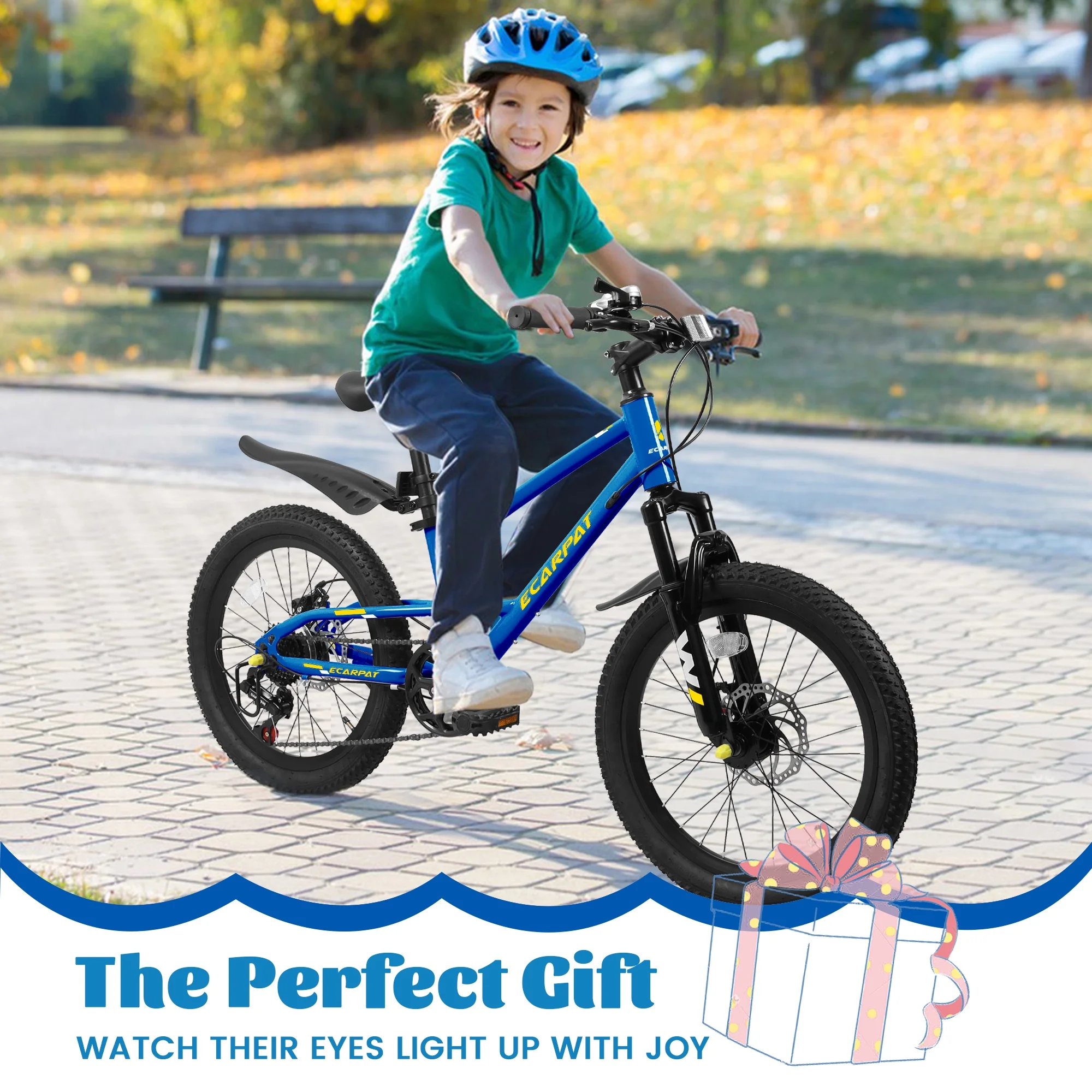 Kids' Bicycles 20 Inch Mountain Bike For Boys Girls Ages 5-10, 7 Speed Mtb Summer Travel Birthday Gifts Children Bicycles