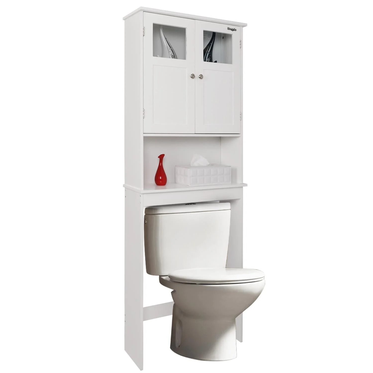 Zimtown Over the Toilet Bathroom Cabinet Storage Space saver with 2 Doors and Adjustable Shelf, 67 in, White