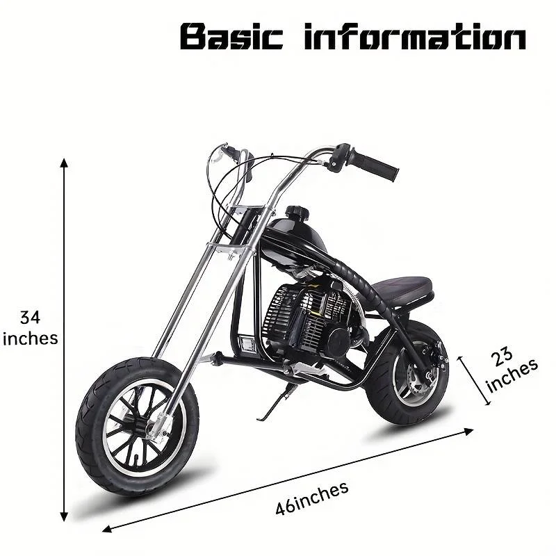 TOXOZERS Kids Mini Bike,Gas Powered 2-Stroke with Mini Motorcycle,Off-Road Dirtbike for Kids 8-13 with Rear Disc Brakes,44*33*23in