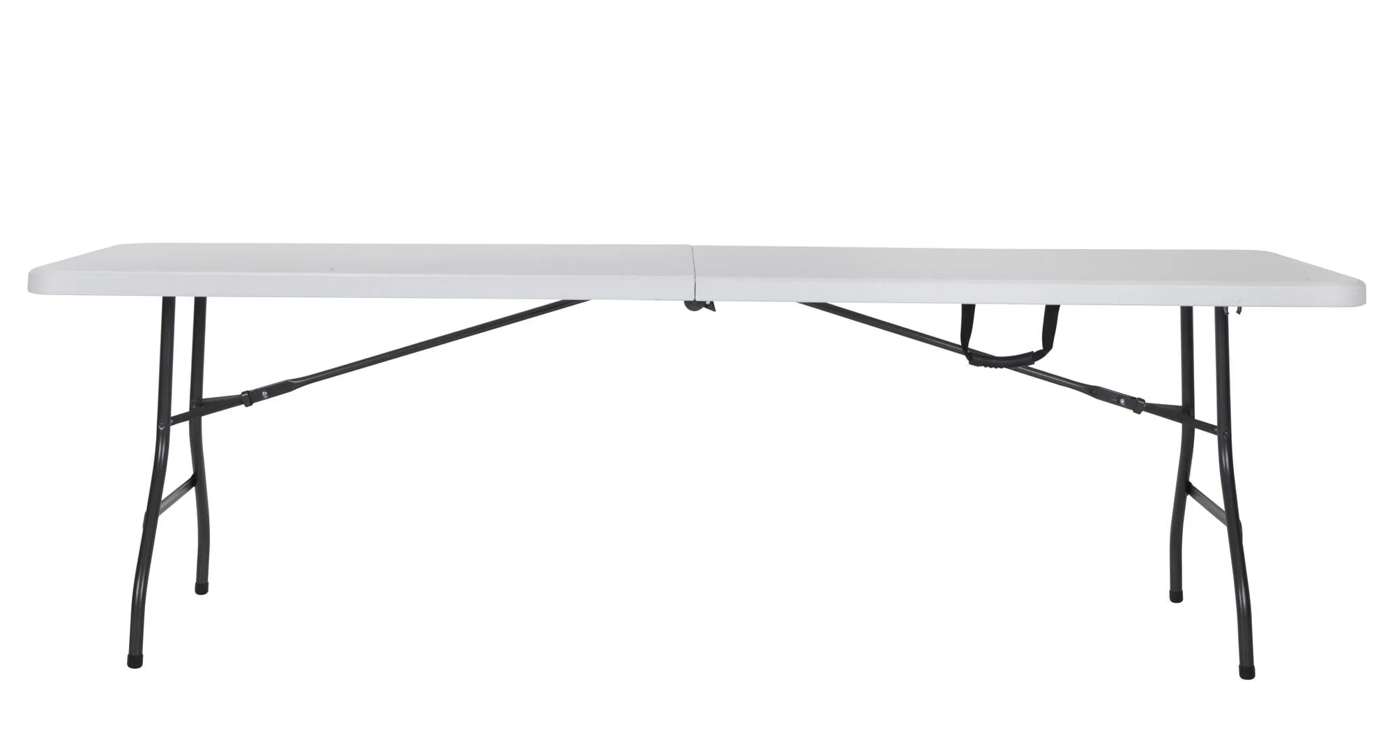 COSCO Deluxe 8 foot x 30 inch Fold-in-Half Blow Molded Folding Table, White