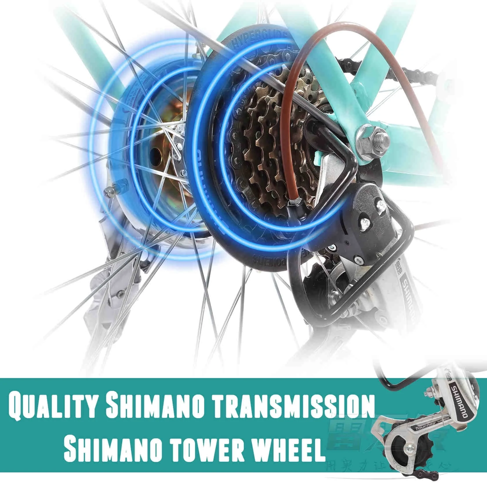 Dinling Shimano 7 Speed Women's City Bike 26 inch Lightweight Beach Cruiser Bike Green