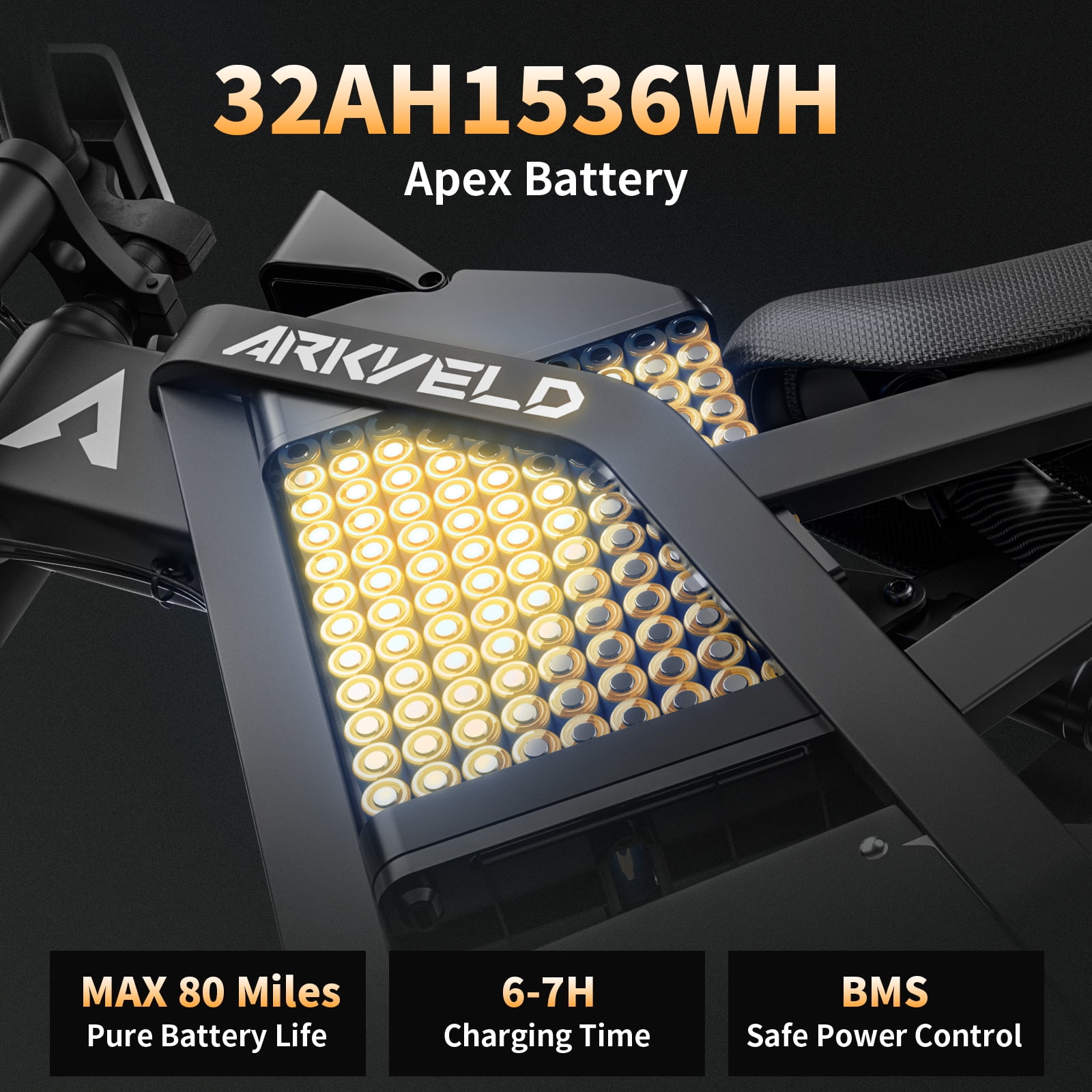 Arkveld Electric Bike for Adults, Peak-3000W, Max 40MPH and 80Miles Electric Motorcycle,25