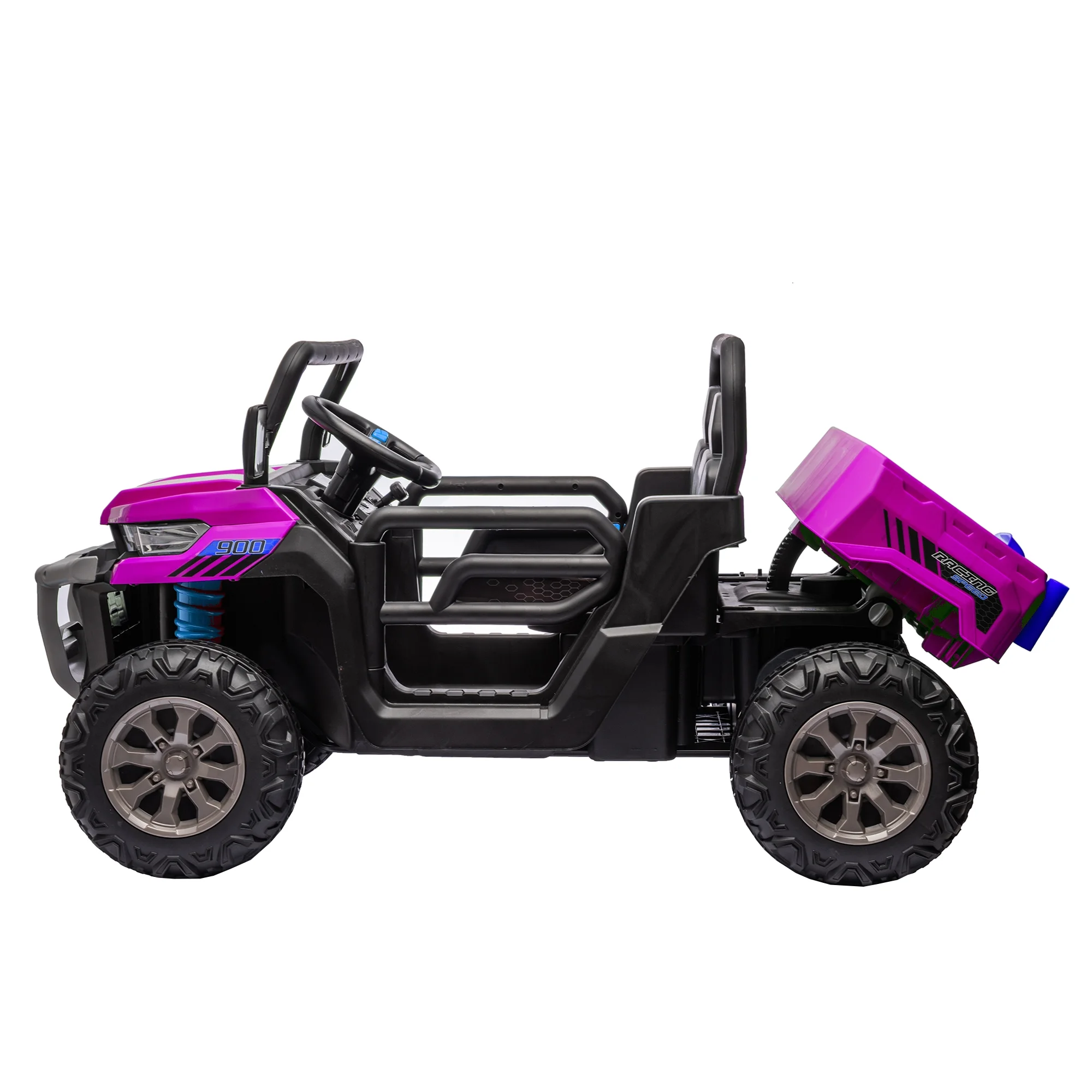 Xuanlur 24V 2 Seater Kids Ride on Car Truck, Ride on UTV W/ 2x200W Motor, 24 Volt Ride on Toys W/ Dump Bed/Shovel, Electric Car for Kids W/ Durable Tires, LED Light, Music, Remote Control, Black