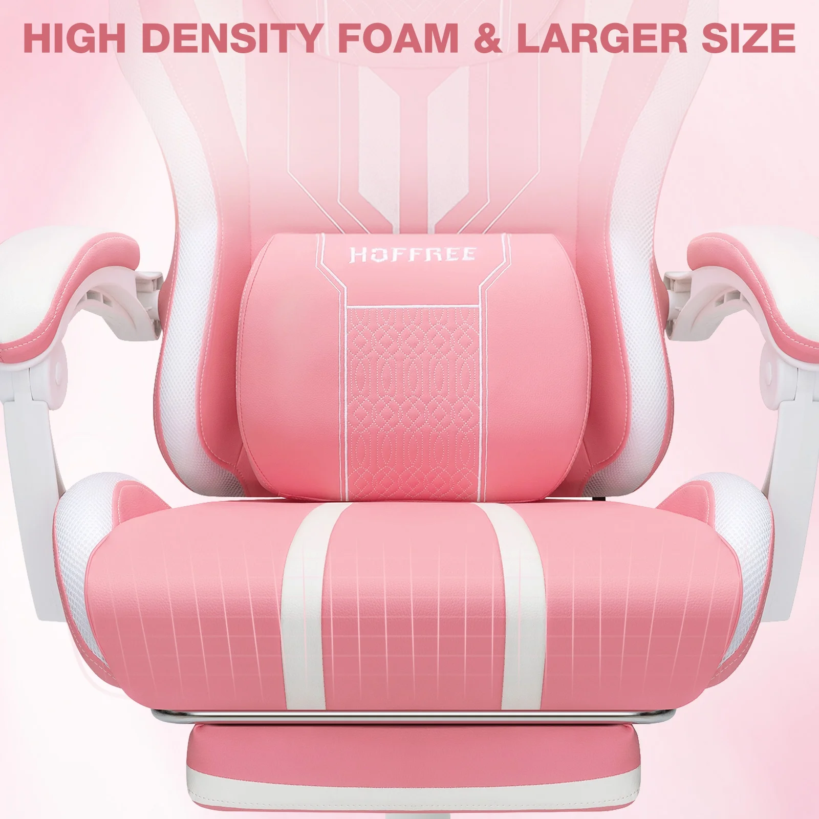 Hoffree Gaming Chair with Bluetooth Speakers Big and Tall Gamer Chair with Footrest and Massage Game Chair with Lumbar Support and 360-Swivel Seat and Headrest for Adults, 400lbs