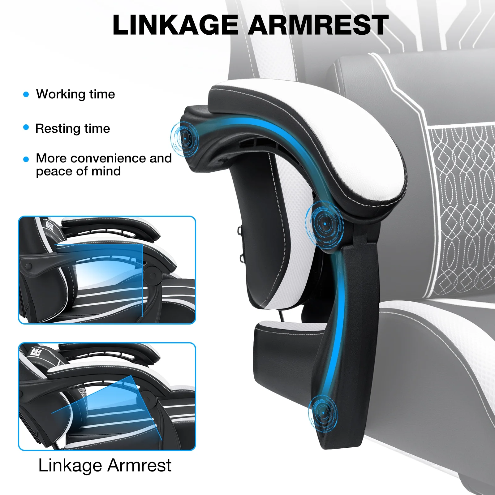 Hoffree Gaming Chair with Bluetooth Speakers Big and Tall Gamer Chair with Footrest and Massage Game Chair with Lumbar Support and 360-Swivel Seat and Headrest for Adults, 400lbs