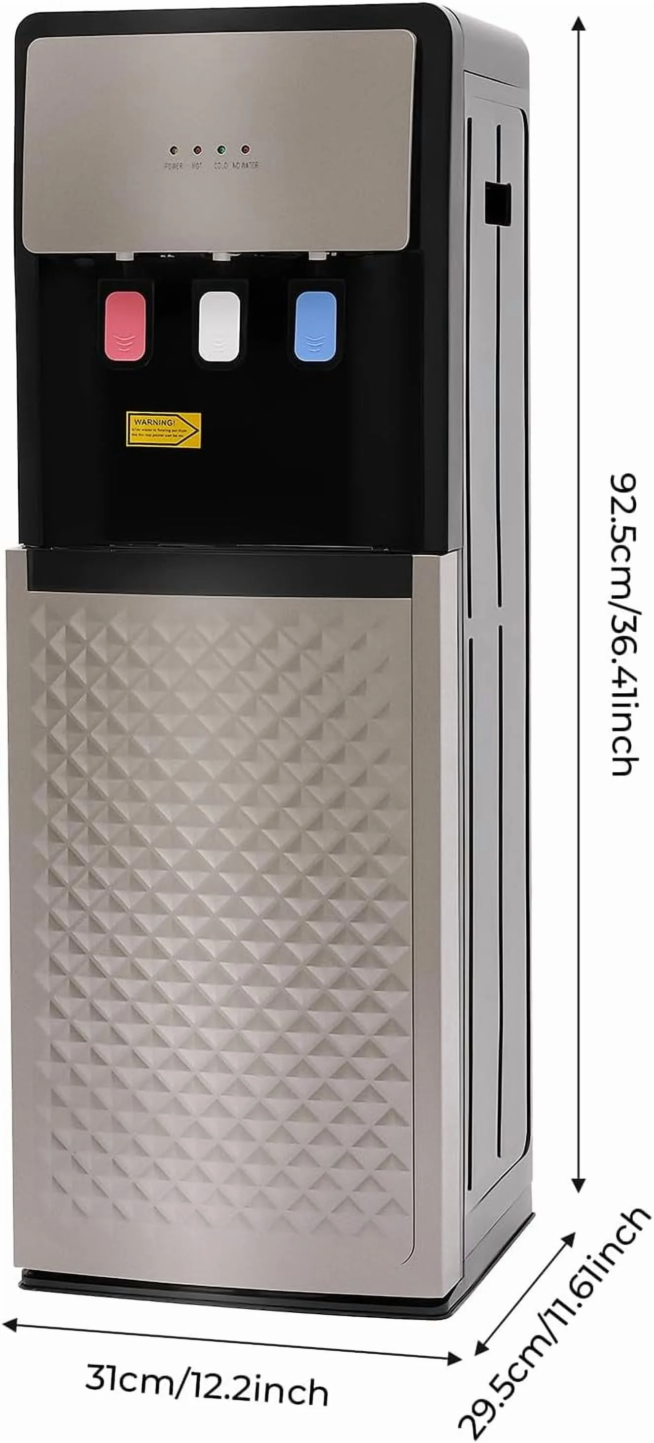 Bottom Loading Water Dispenser for 5 Gallon Bottle, 3 Temperature Settings (Hot, Room & Cold Water), 110V US Plug, 5L/H Rapid Heating, 0.53Gal/H Cooling, Anti-Scald Design for Home/Office (Grey)