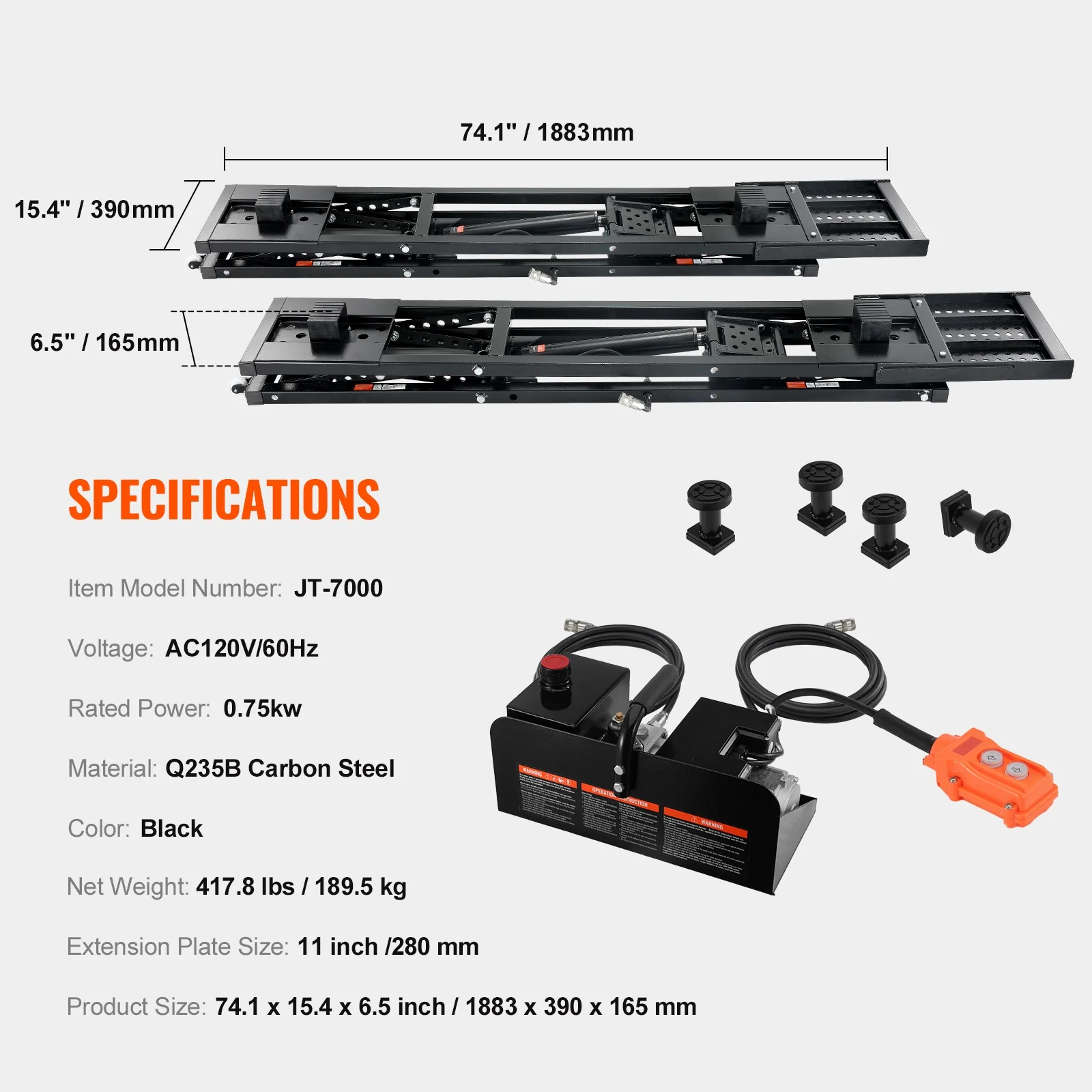 SKYSHALO, Durable Q235B Carbon Steel, Adjustable Height, Mobile Lifting Jack