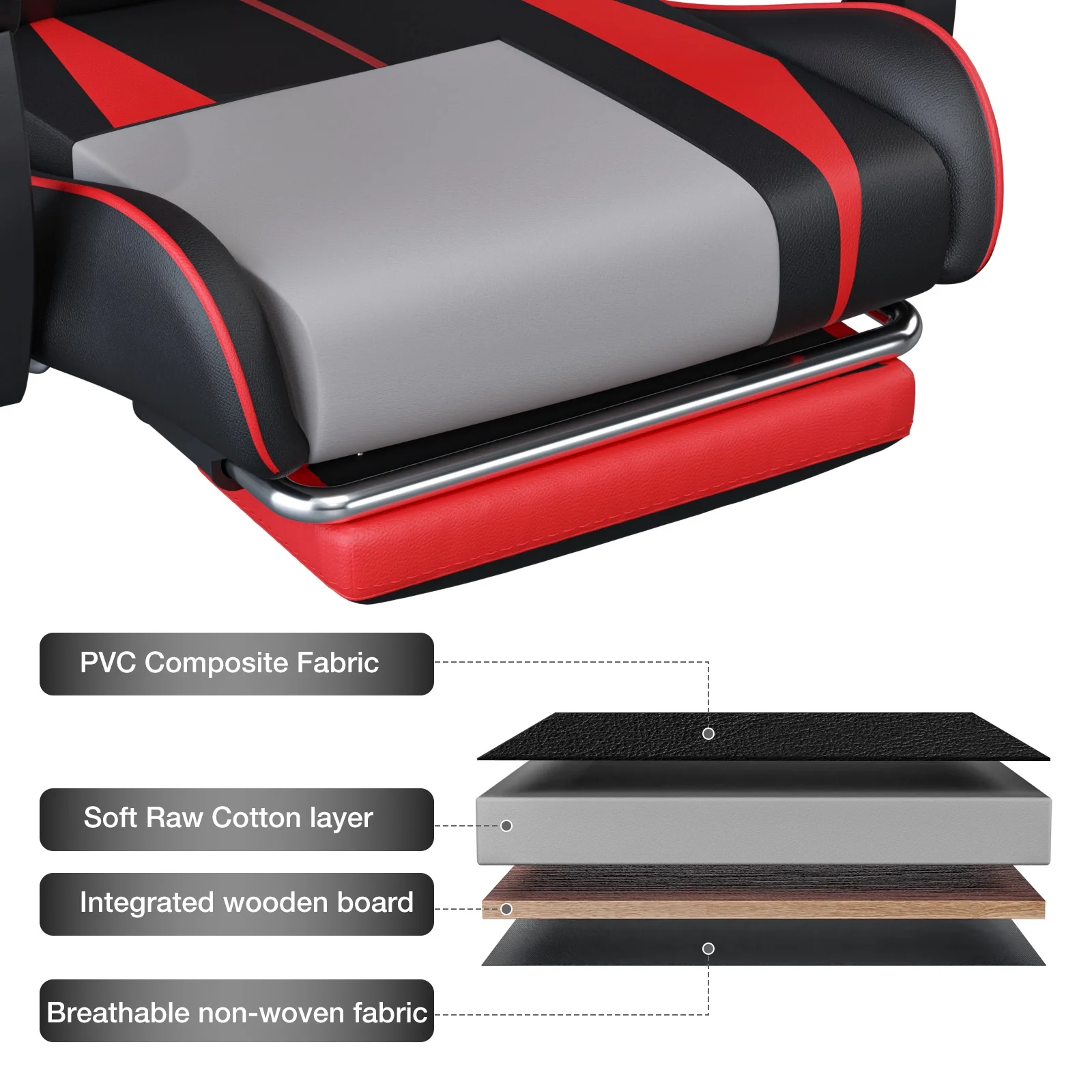 Hoffree Gaming Chair Massage Game Chair with Footrest and Massage Lumbar Support Ergonomic Computer Chair Height Adjustable with Swivel Seat and Headrest