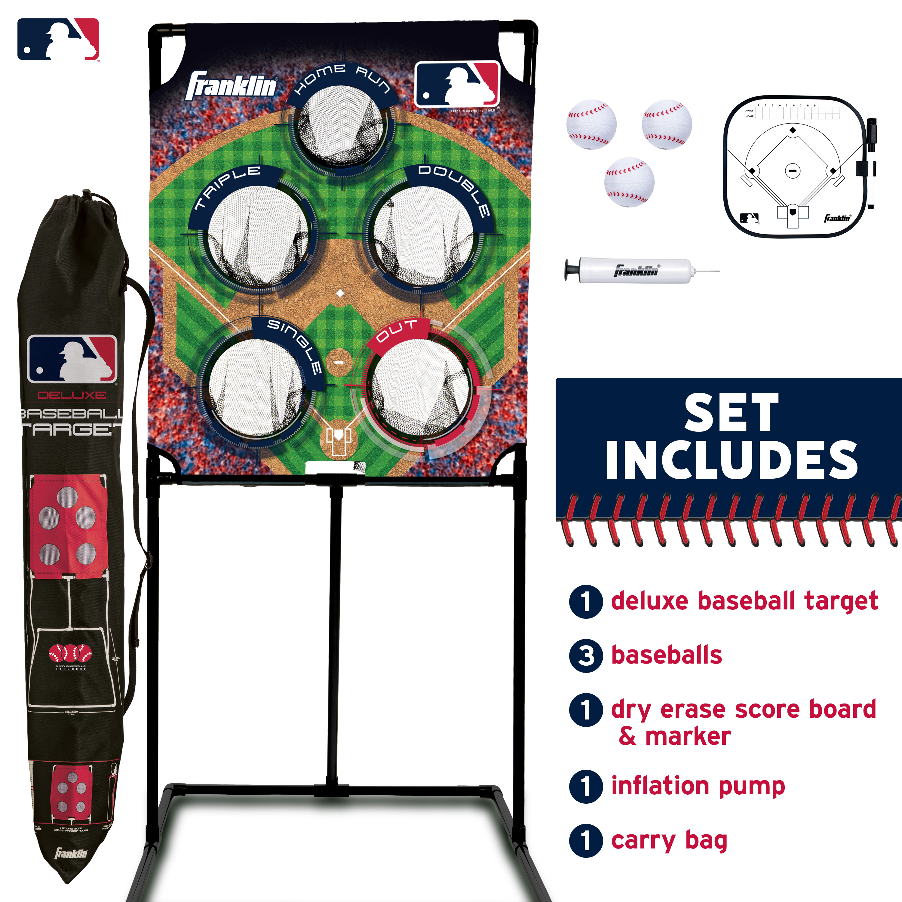Franklin Sports MLB Baseball Target Toss Game - MLB Deluxe Kids Baseball Throwing Game Target + Balls Set - Fun Baseball Game + Toy Set for Kids