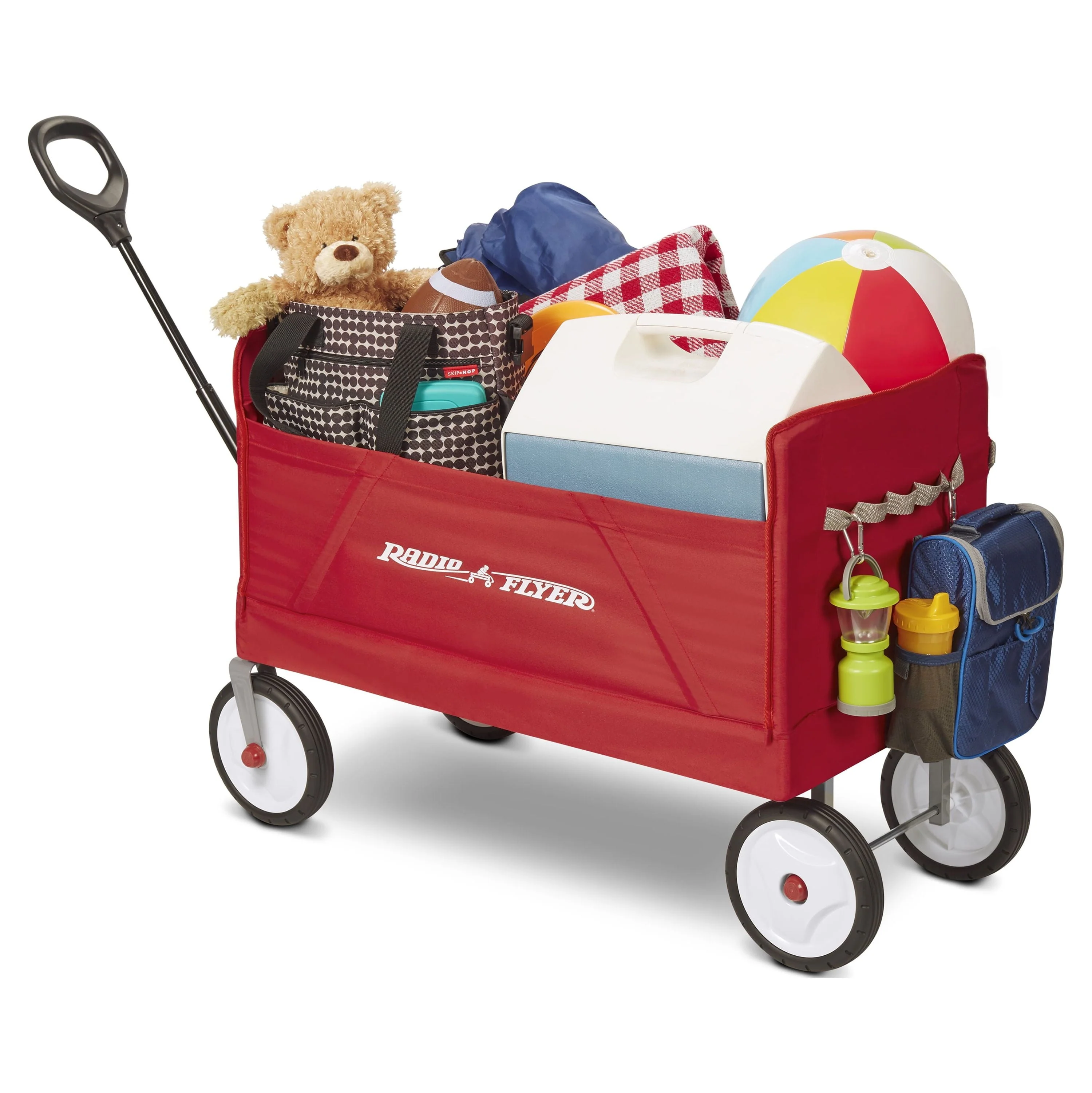 Radio Flyer, 3-in-1 EZ Fold Wagon, Padded Seat with Seat Belts, Red