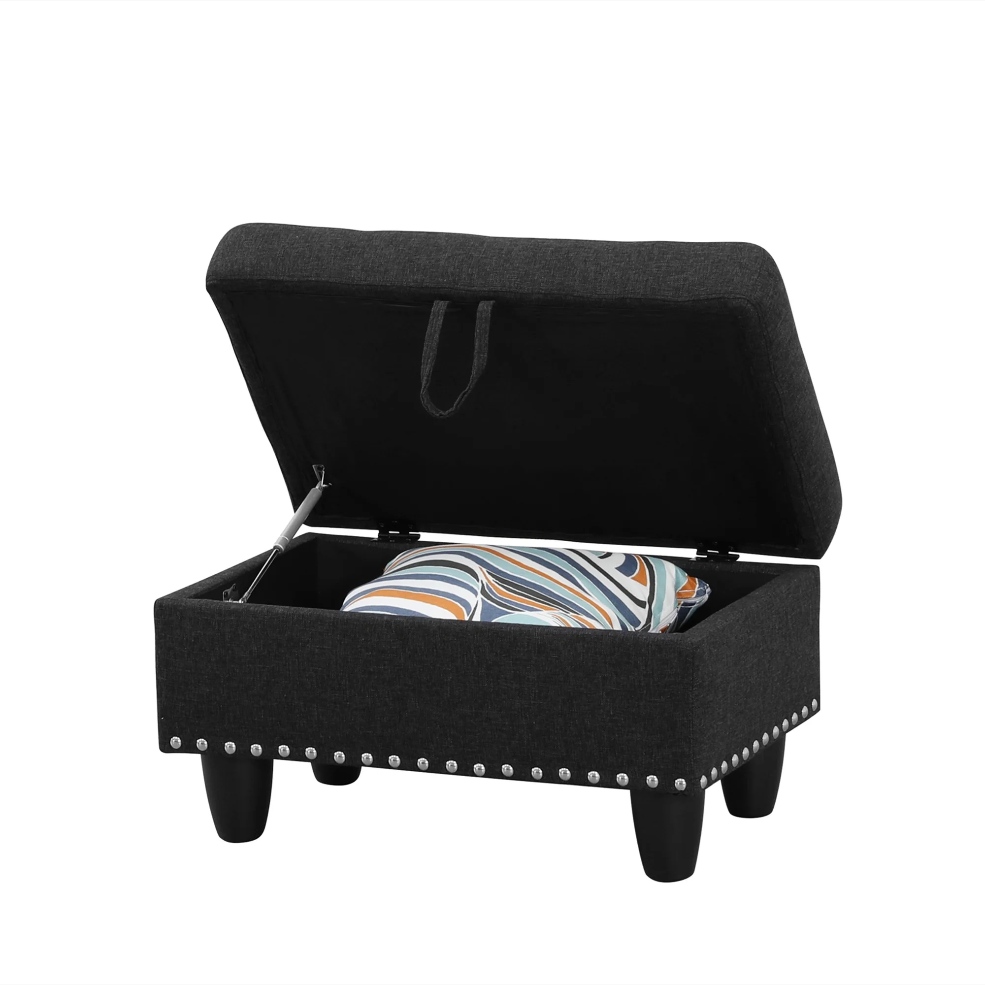 Aukfa 3 Piece Sectional Sofa, Living Room Couch with Storage Ottoman&Cup Holder, Linen, Left Hand, Black Gray