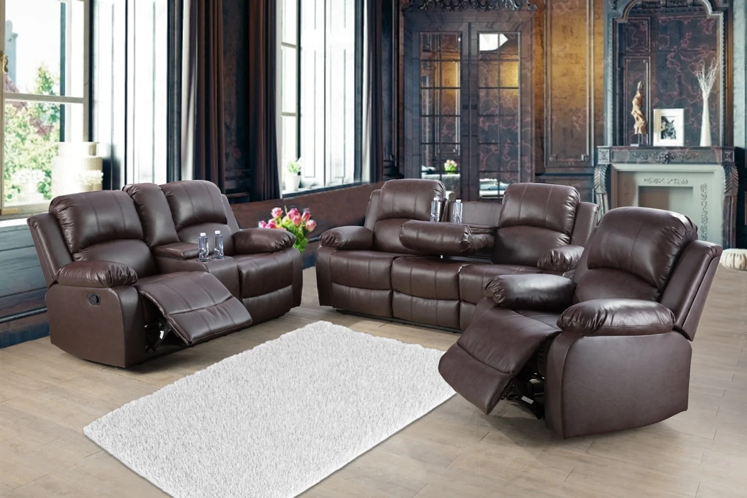 Reclining Sofa Loveseat Chair Set Living Room SET