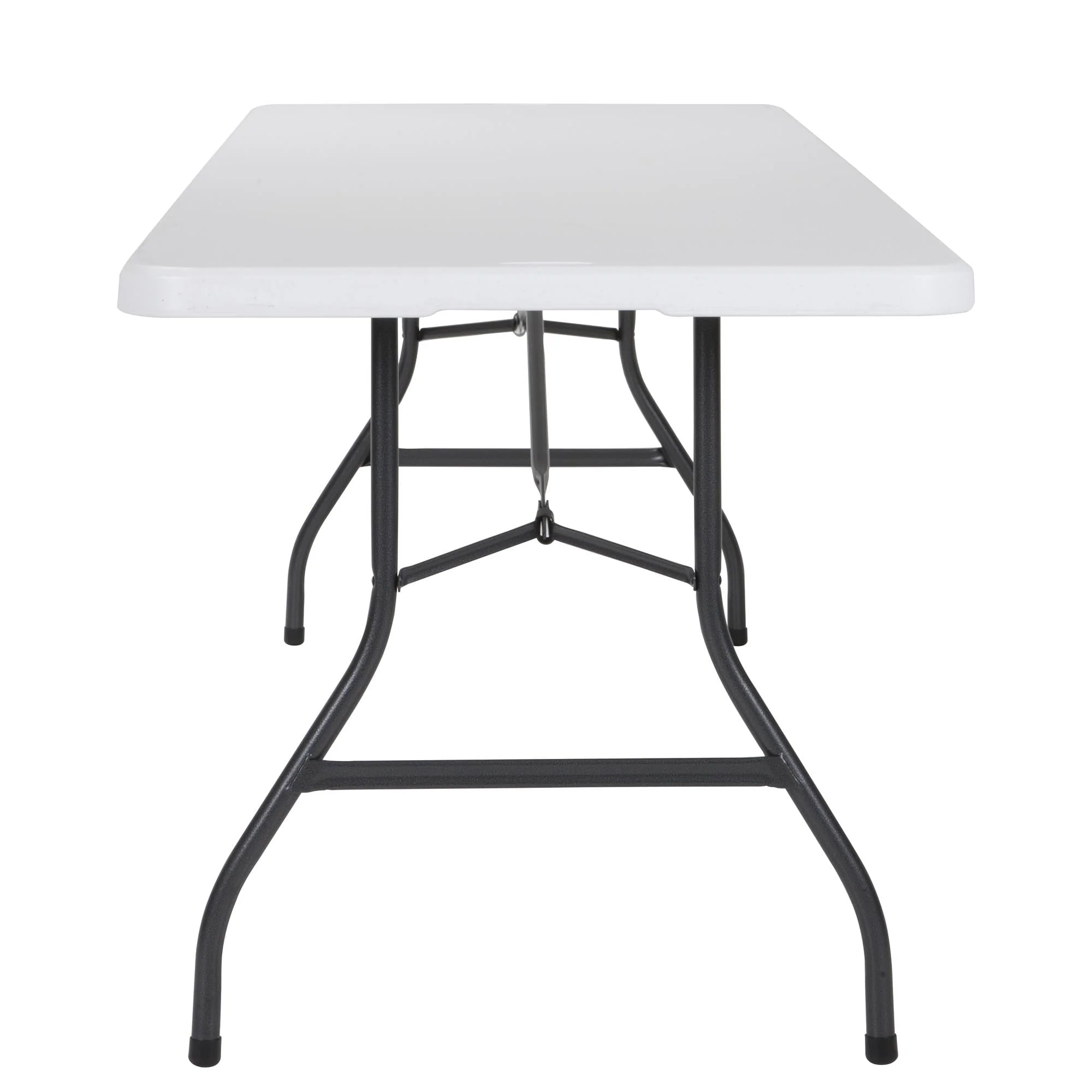 COSCO Deluxe 8 foot x 30 inch Fold-in-Half Blow Molded Folding Table, White