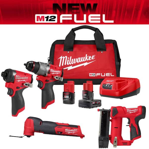 M12 FUEL 12-Volt Cordless Hammer Drill and Impact Driver with M12 23-Gauge Pin Nailer and M12 FUEL Multi-Tool Combo Kit