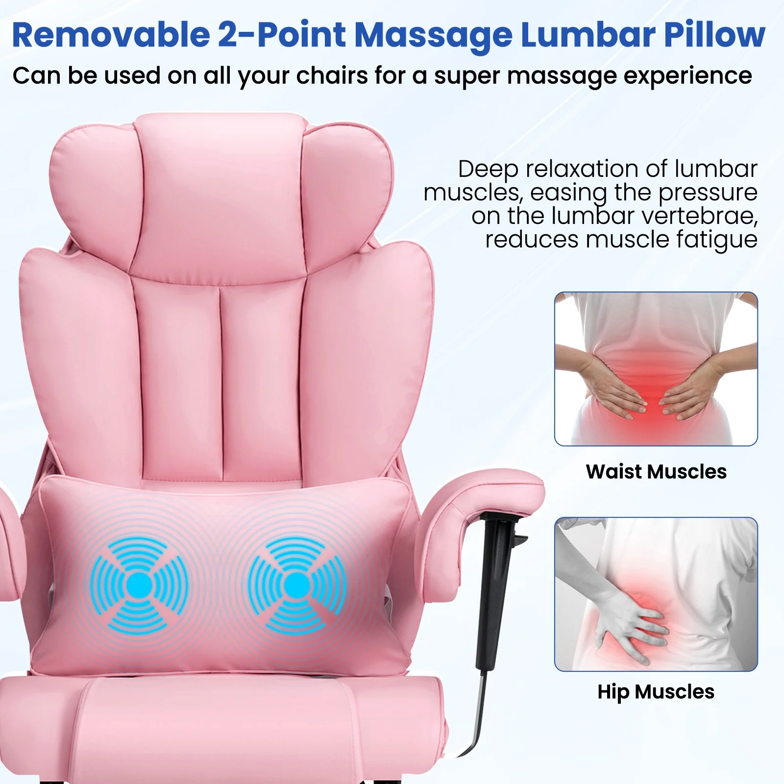 Hoffree Big and Tall Fabric Office Chair 450lbs, Executive Desk Chair with Massage Ergonomic  Computer Chair with Footrest Reclining Desk Office Chair with Lumbar Support for Home Office