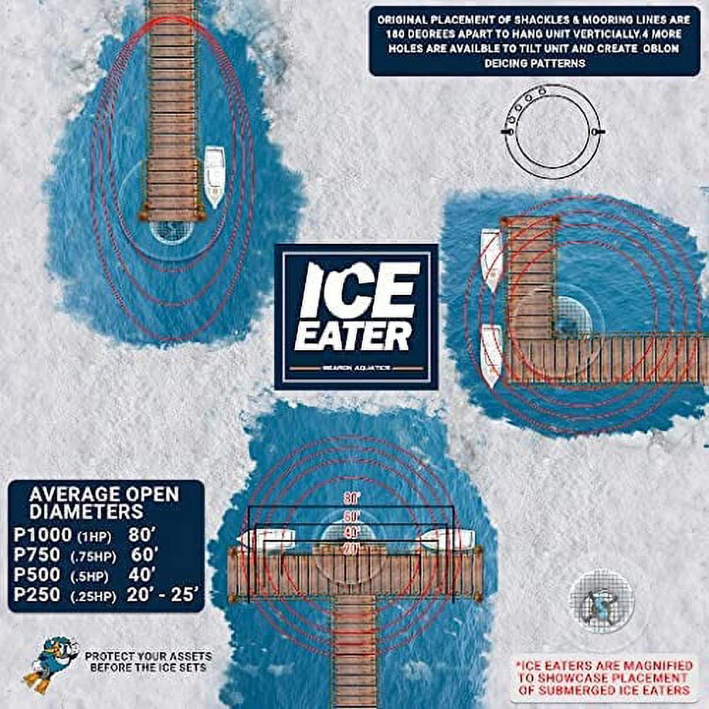 Ice Eater P250|1/4HPPond, Lake, Ocean and Dock De-Icer, 115V, 50 ft. Power Cord