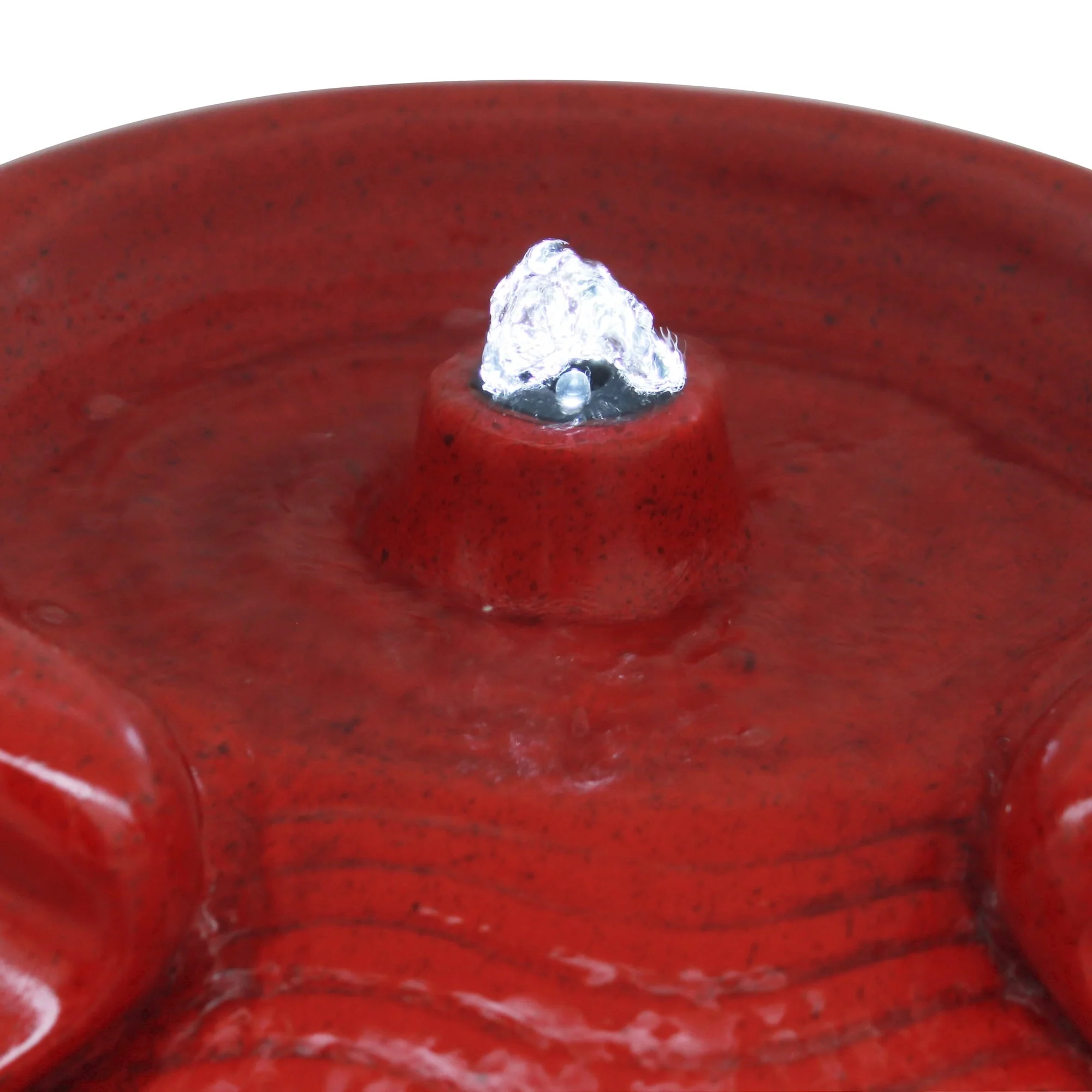 Teamson Home Outdoor Glazed Pot Floor Fountain with LED Lights, Red