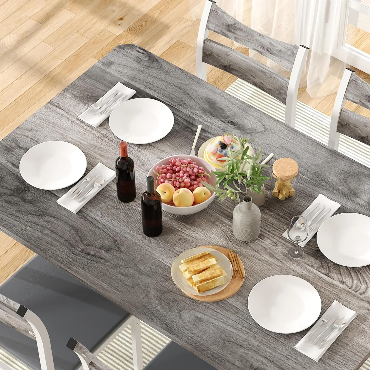 LinkRomat Dining Table Set for 4, 43.3