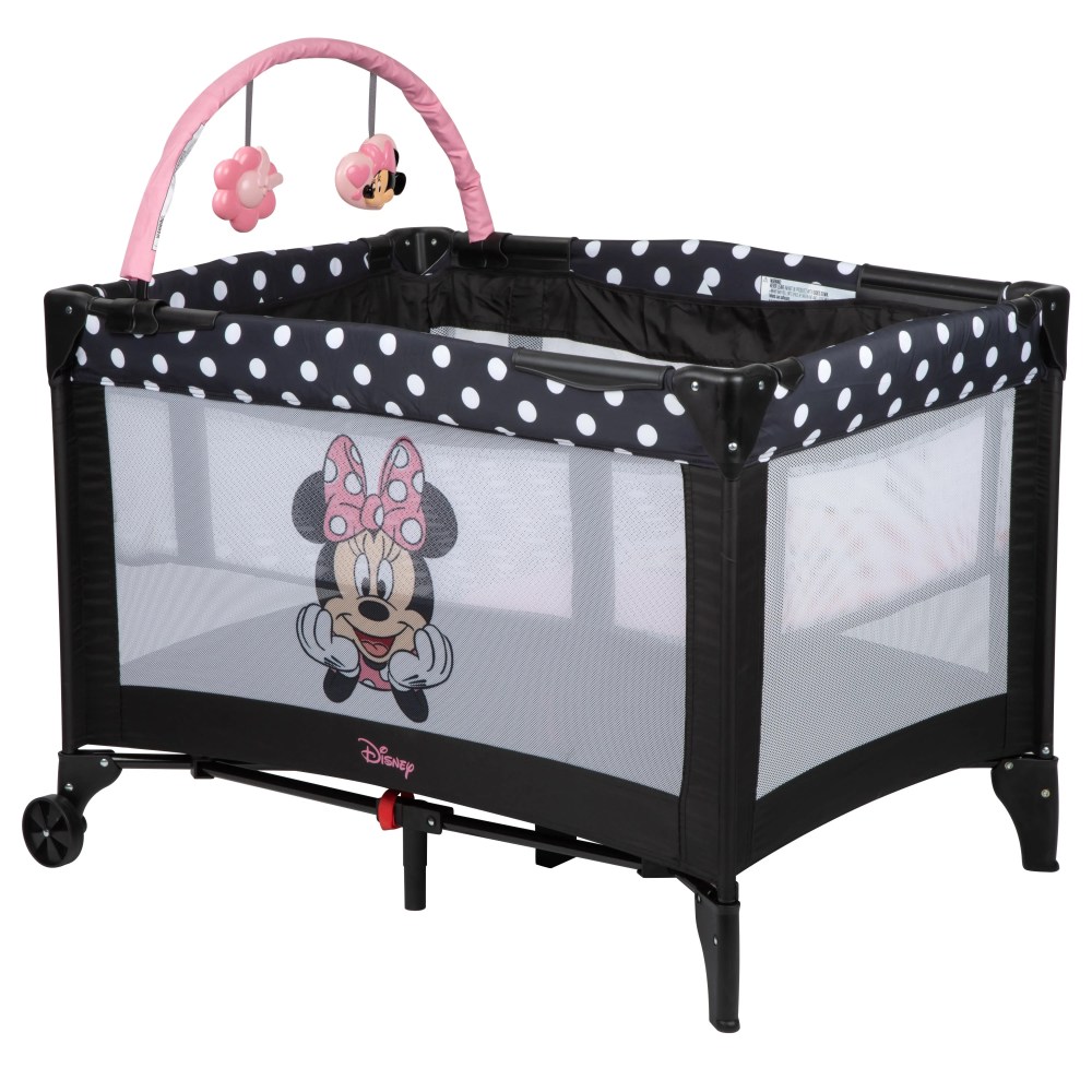 Disney Baby 3D Ultra Baby Play Yard with Bassinet and Toy Bar. Peeking Minnie
