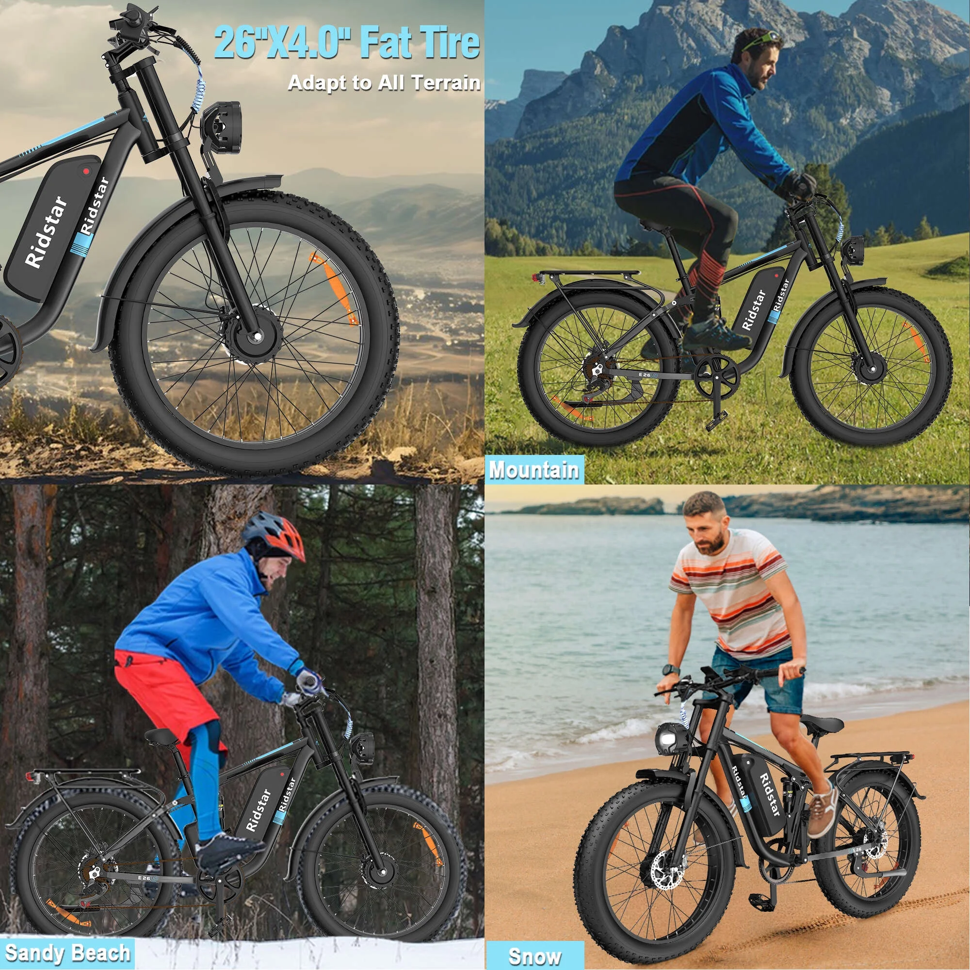 Dual Motor PEAK 3000W Electric Bike for Adults,31mph 48V 23Ah Electric Bicycle,26