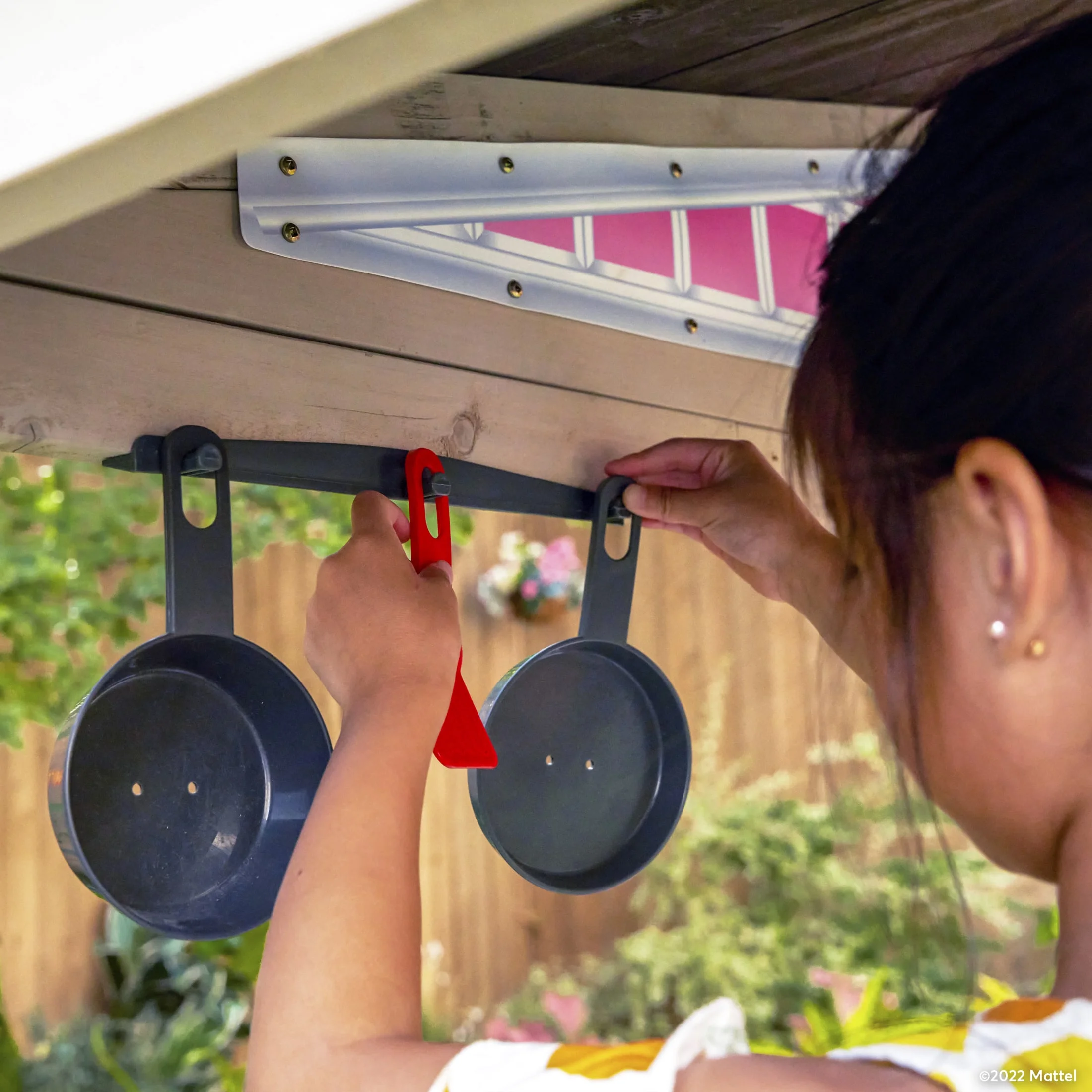 KidKraft Barbie? Seaside Wooden Outdoor Playhouse with Attachable Doll Table and Chairs