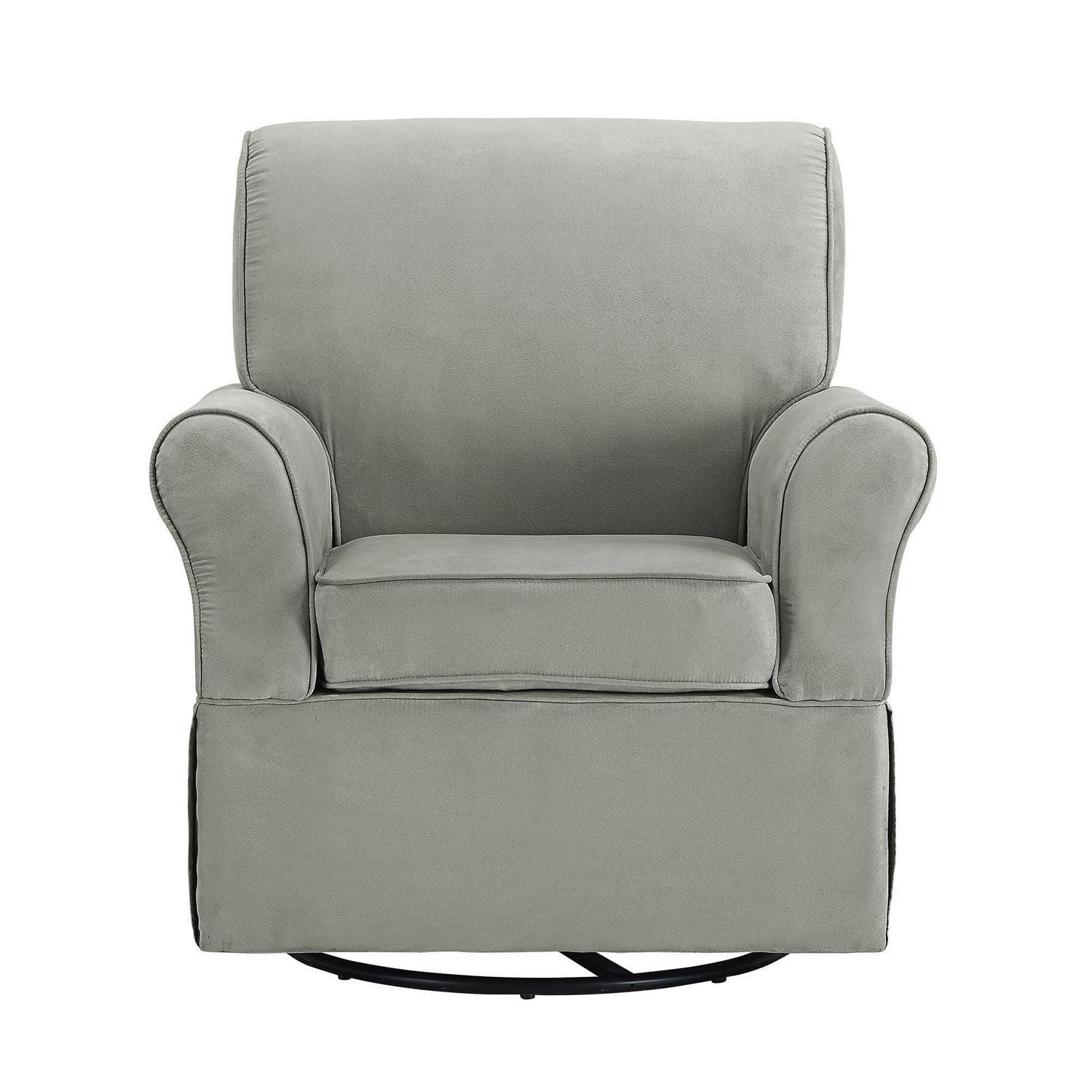 Baby Relax Kelcie Swivel Glider Chair & Ottoman Nursery Set. Gray Microfiber