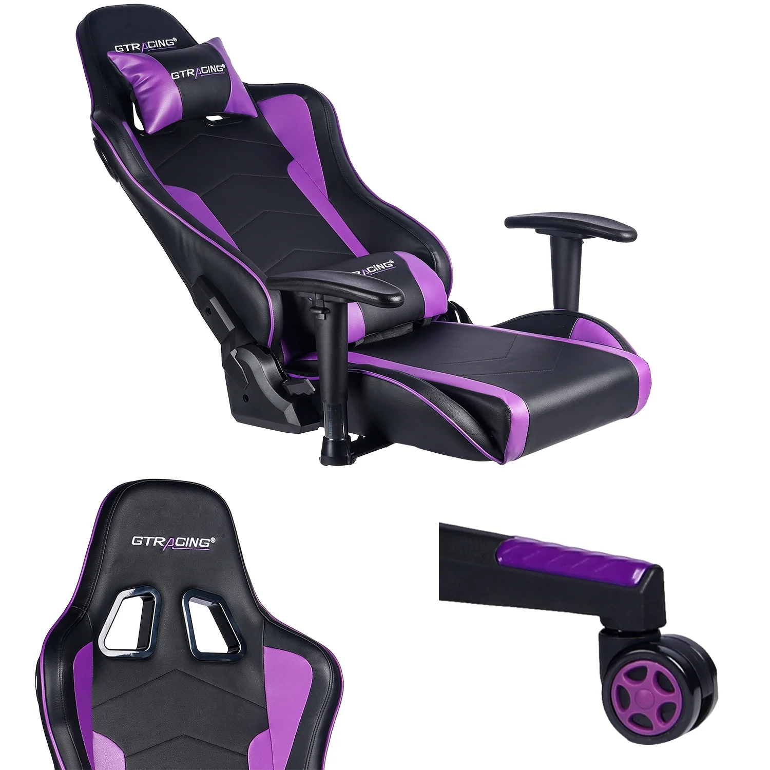 GTPLAYER Gaming Chair with Bluetooth Speakers Home Office Computer Chair, Purple