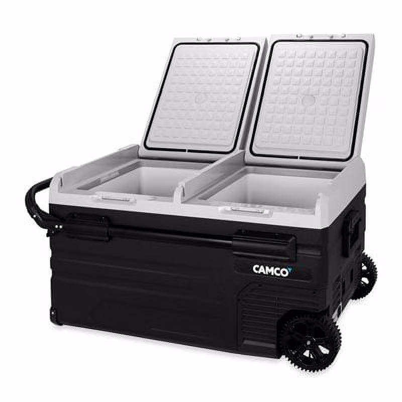 Camco CAM-750 75-Liter Portable Compact Fridge/Freezer | Features Bluetooth Capable Remote Access & 2 Compartments w/Dual Zone Cooling | Adjusts from -4�� F to 68�� w/2 Cooling Modes ECO & MAX (51520)