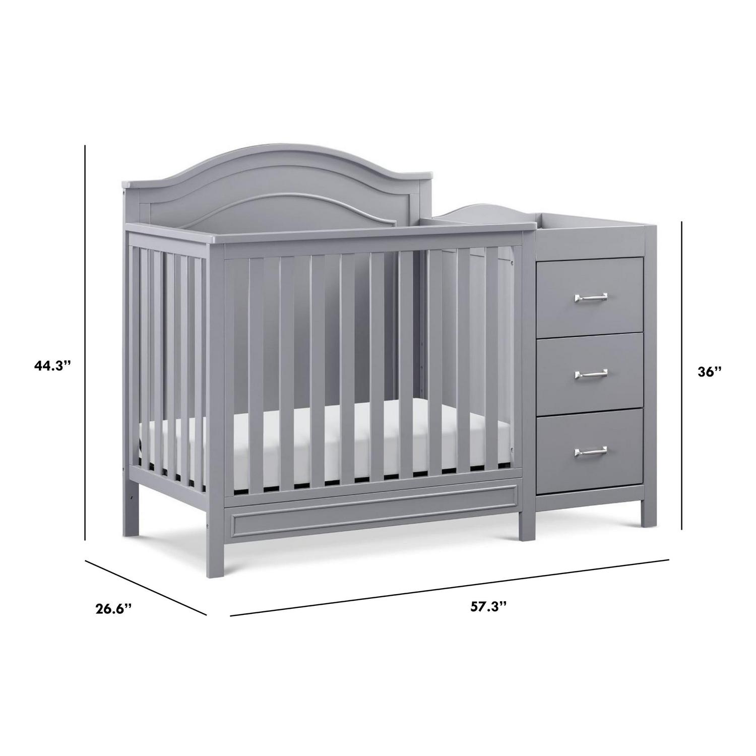 DaVinci Charlie 4-in-1 Convertible Mini Crib & Changer in Grey