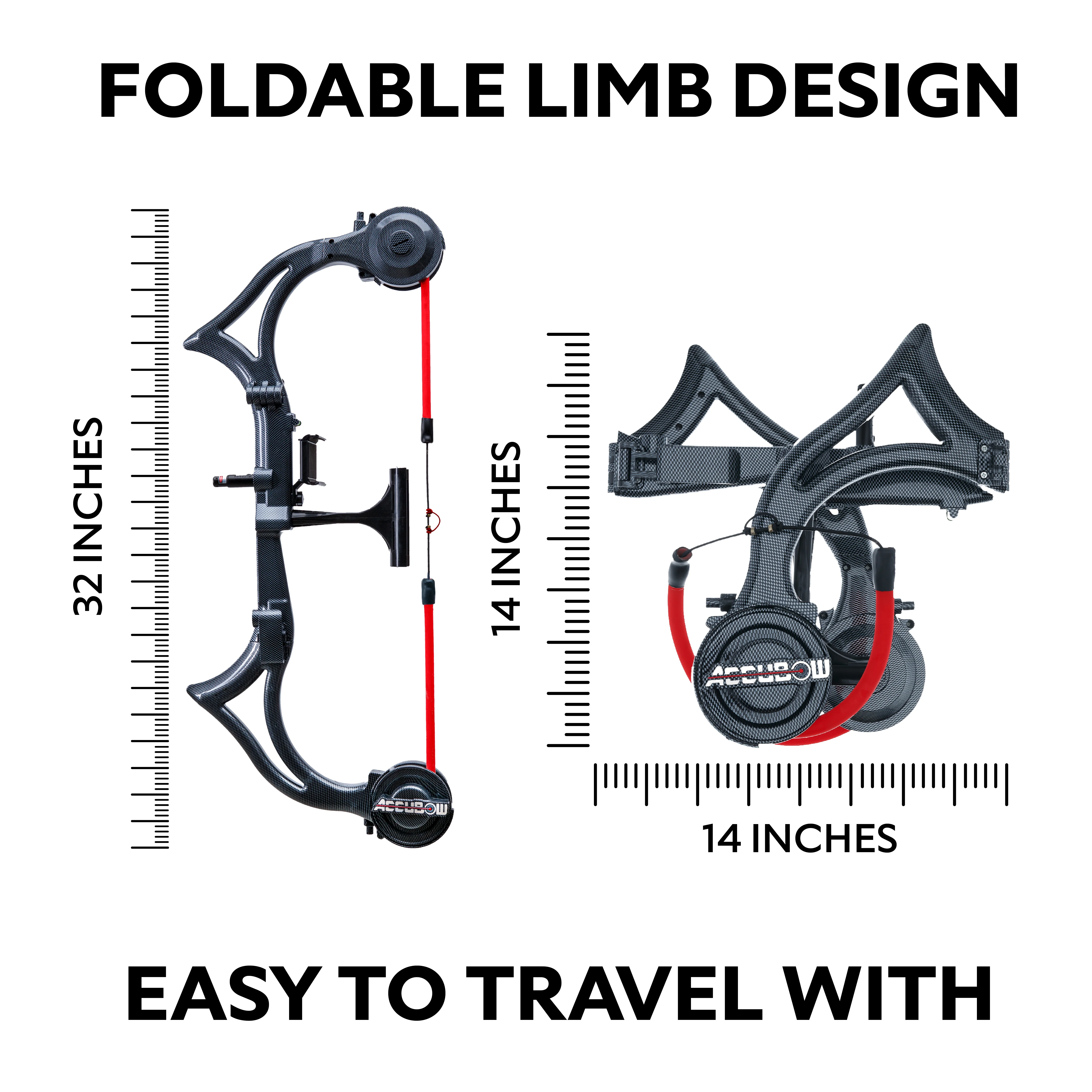 AccuBow 2.0 Carbon Fiber Virtual Archery Gaming & Shooting, 10�C70lbs Adjustable Resistance, Real Bowstring & D-Loop, Phone Mount Included, Ambidextrous, Foldable Design