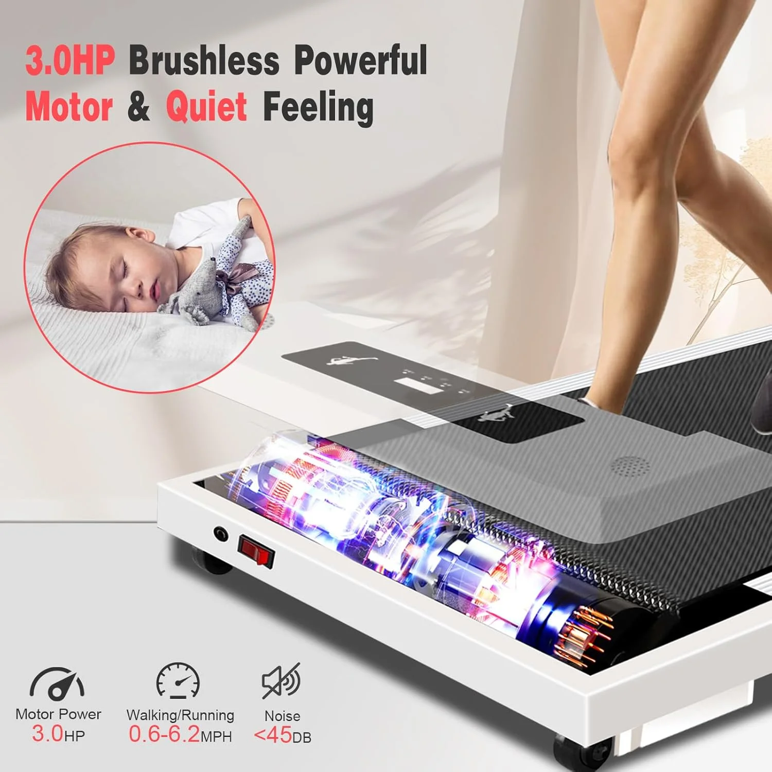 2 in 1 Walking Pad Treadmill, Foldable Treadmills with Handle Bar, 2.5HP Portable Folding Treadmill with Remote Control, Under Desk Treadmill for Home Office, 300lbs, Black