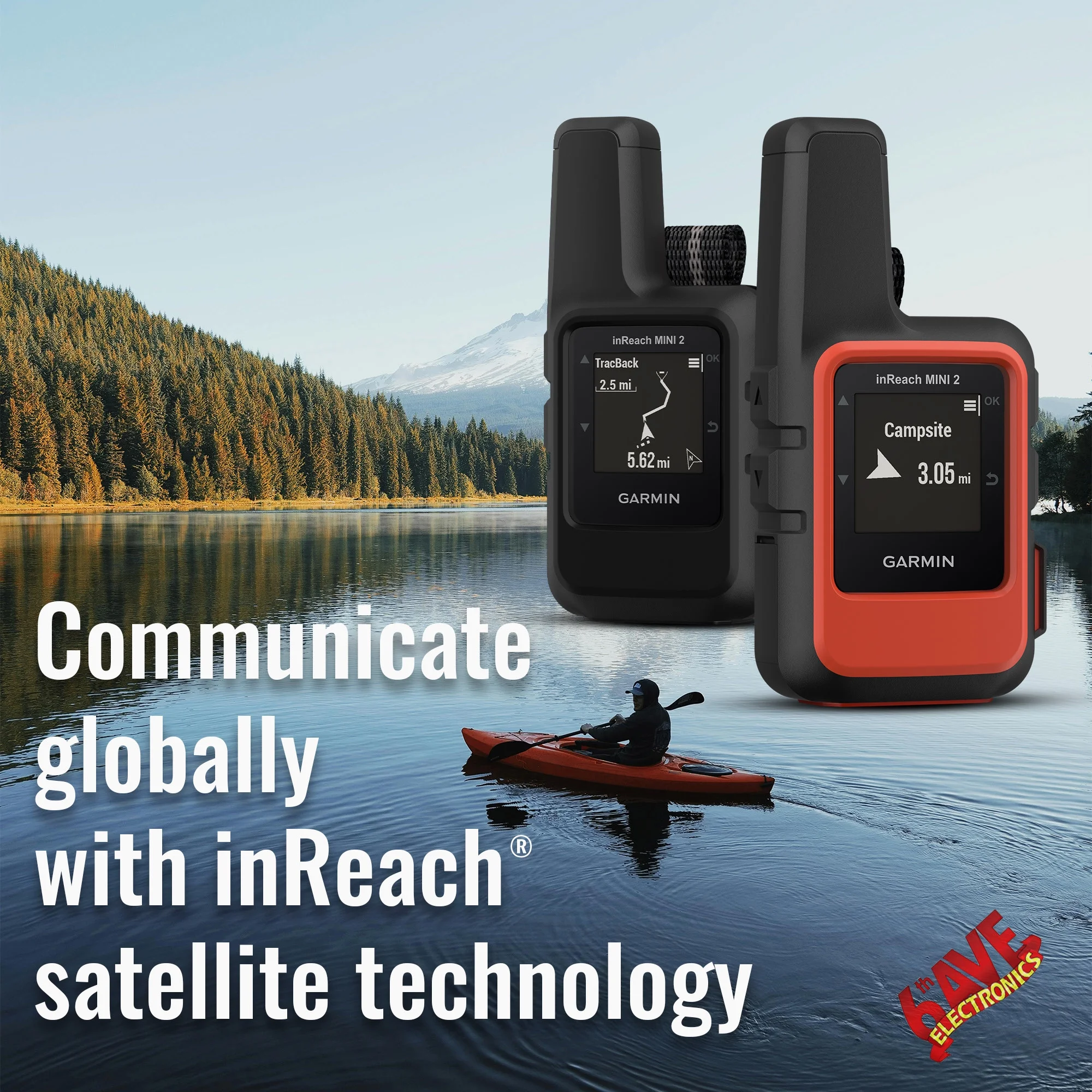 Garmin inReach Mini 2 Compact Satellite Communicator, Lightweight Rugged Design, Portable GPS Handheld For Hiking, Two-way Text Messaging Device Bundle With Accessories (Flame Red)