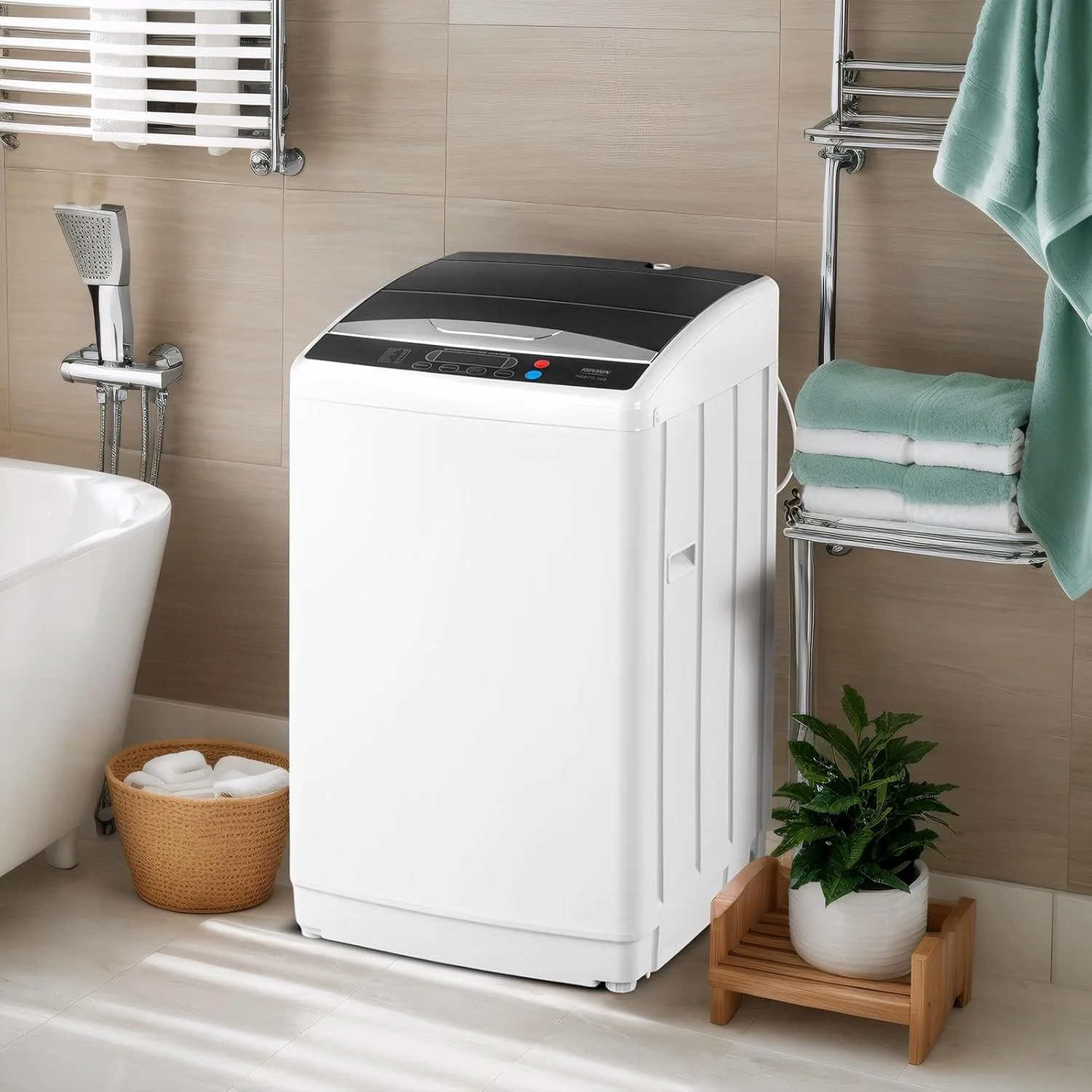 VINGLI 25LBS Full-Automatic Electric Laundry Machine�� Portable Washing Machine with Stainless Steel Drum, 110V Compact Washer, Washer and Dryer Combo for Apartment, Dorms, RV, Grey