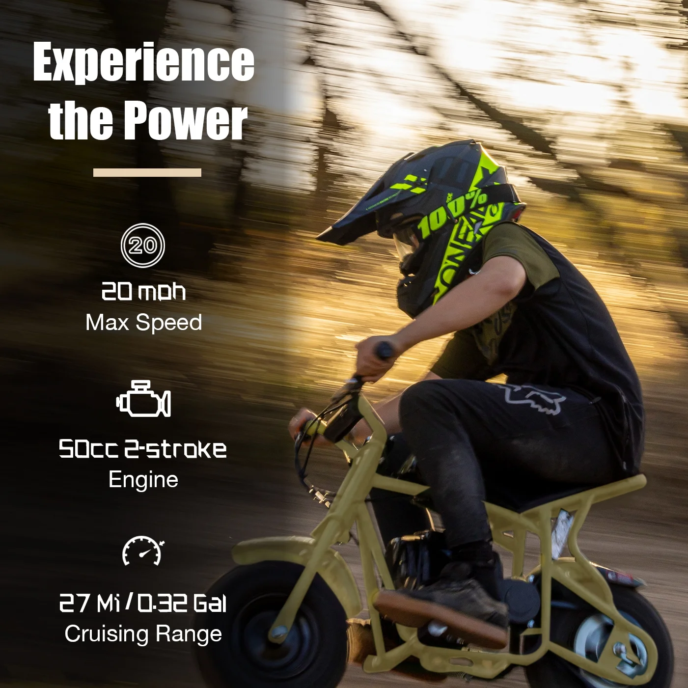 FRP 50cc Gas Dirt Bike - Red Mini Motorcycles for Young Riders, Gas Powered Mini Bike with Safety Kill Switch, Tubeless Tires, Easy Pull Start, and EPA Approved (Red)