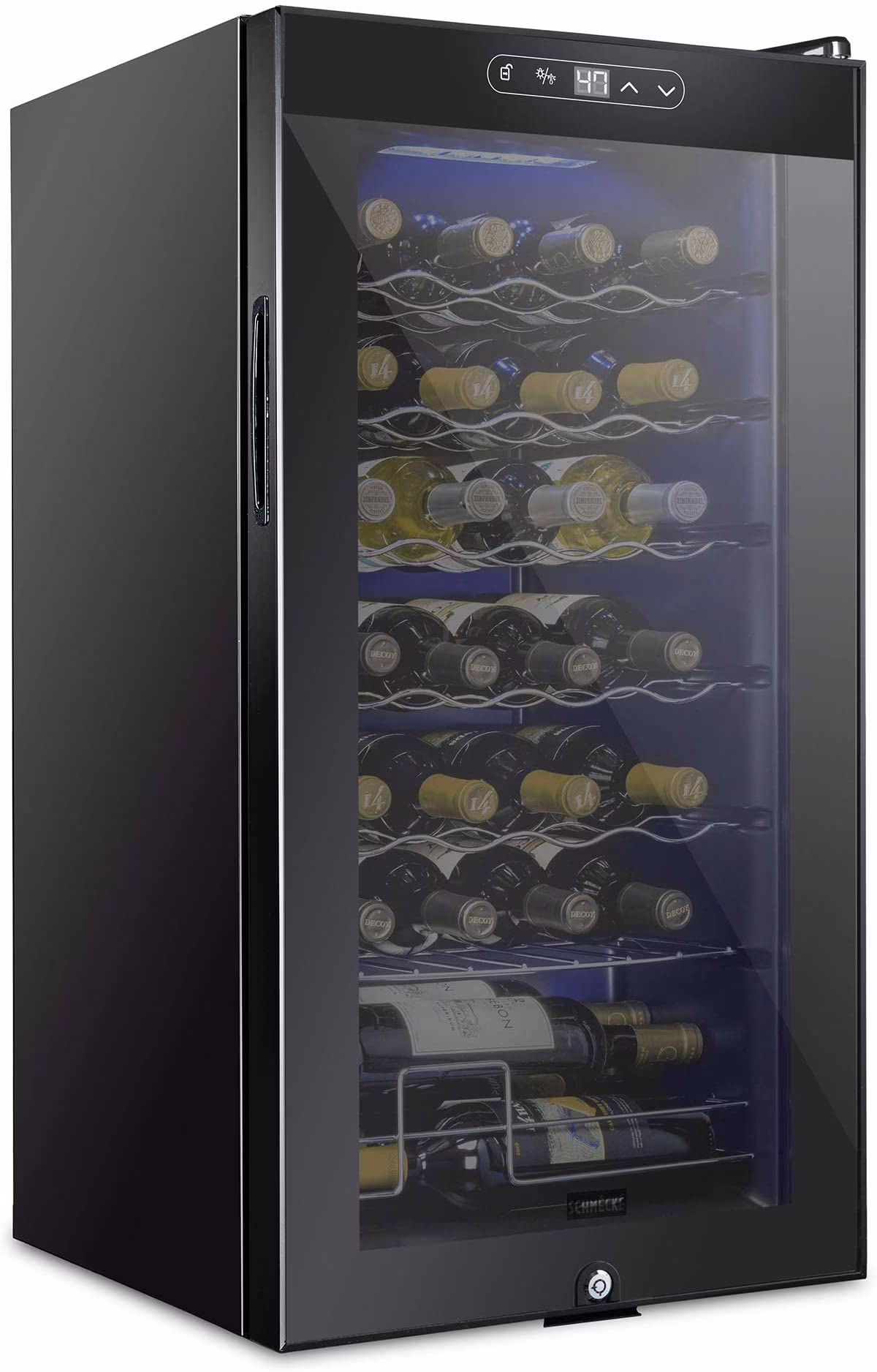 Schmecke Wine Fridge, Freestanding Wine Refrigerator, 28 Bottle Wine Cooler