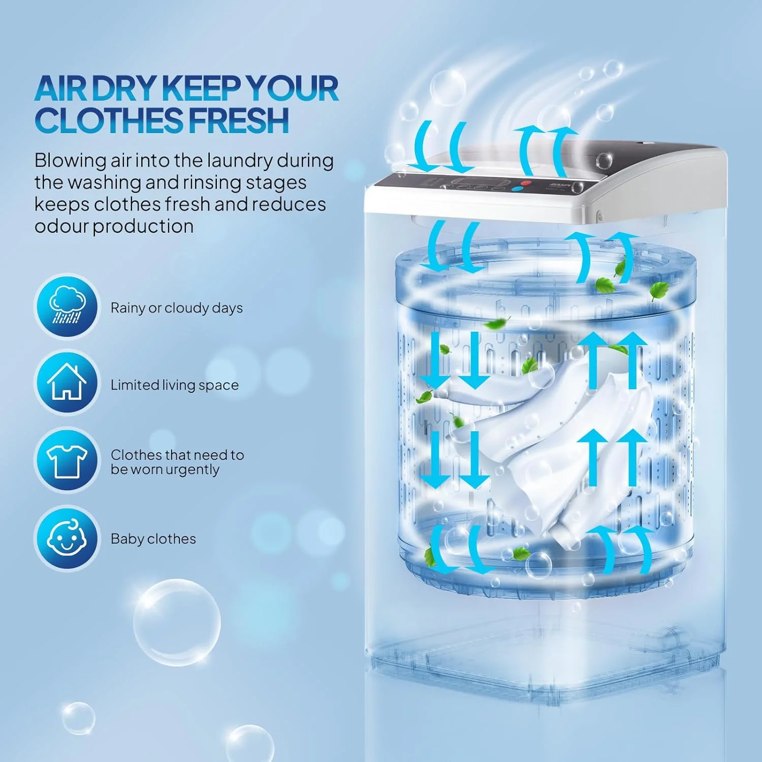 VINGLI 25LBS Full-Automatic Electric Laundry Machine�� Portable Washing Machine with Stainless Steel Drum, 110V Compact Washer, Washer and Dryer Combo for Apartment, Dorms, RV, Grey