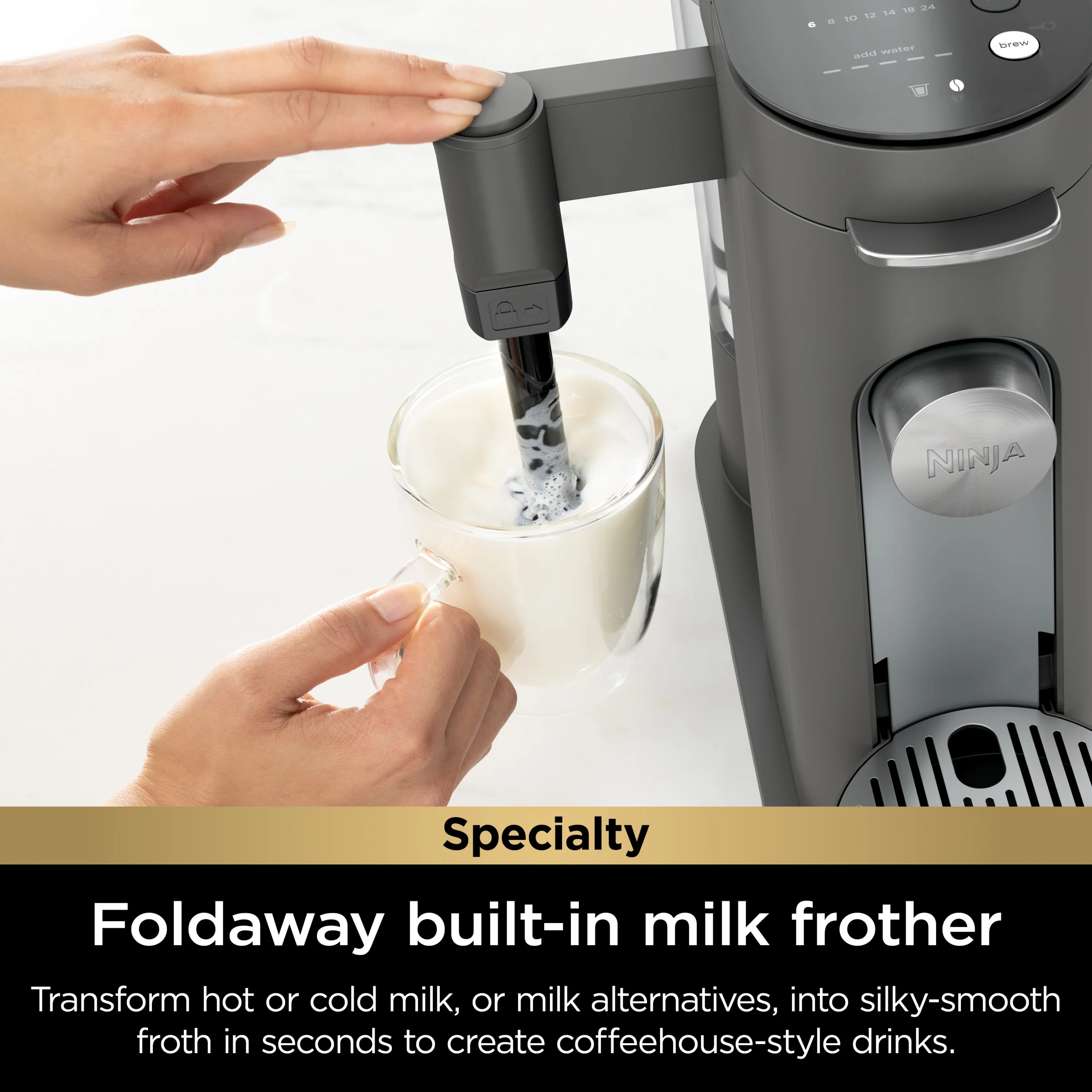 Ninja Single Serve Pods & Grounds Specialty Coffee Brewer, 4 Brew Styles, Gray, PB050