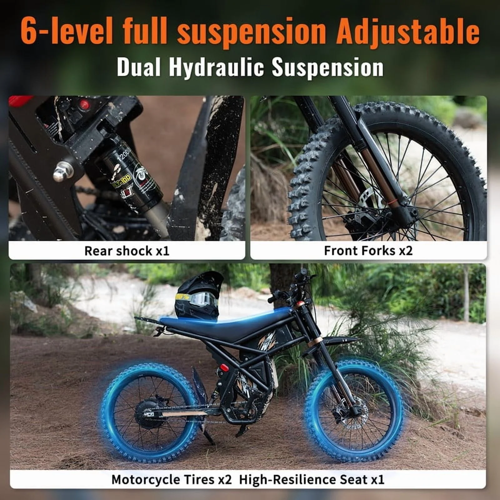 GT73 PRO 338 NM Electric Dirt Bike for Adults,3000W(Peak)Dual Motor 50Mph Max Speed,60V 50MPH 36.4AH Dual Battery Ebike,85 Miles Range, 25