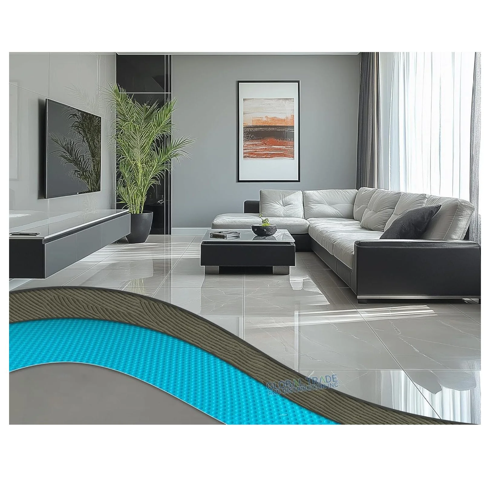 Uncoupling Waterproofing Membrane Roll, 54 Sq Ft (3.3 Ft x 16.4 Ft), 1/8'' Anti-Fracture Mat, Crack Isolation Flooring Underlayment for Bathroom Floor Tile, Subfloor